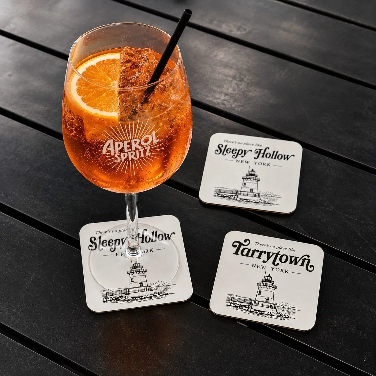 A spritz just feels better on a Sleepy Hollow or Tarrytown coaster 🍊✨

Our new coasters are officially here and now available on our website! Featuring our Tarrytown Lighthouse design, they&rsquo;re perfect for summer drinks, hosting friends, or add