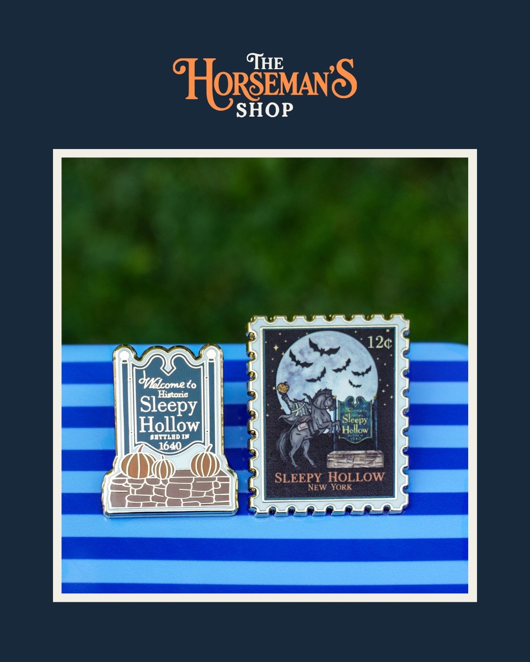 Two of our all-time best sellers 🎃✨

Our Sleepy Hollow Sign Souvenir Pin and Sleepy Hollow Stamp Pin have been customer favorites for years -at street fairs, pop-up events, and in our online shop. We&rsquo;ve shipped these little pieces of Sleepy Ho