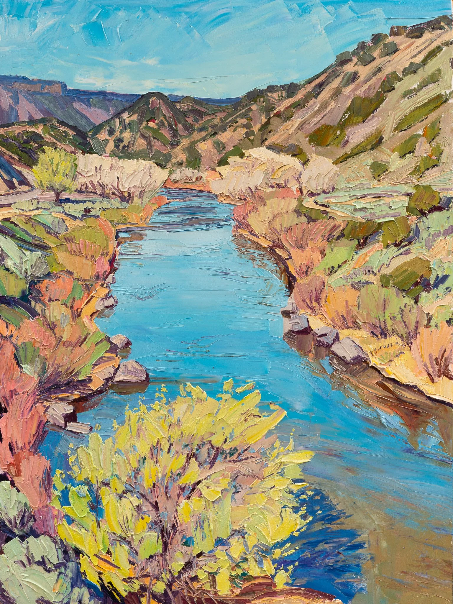 Downstream Tree - Spring morning • 48" x 36" • oil on panel • private collection
