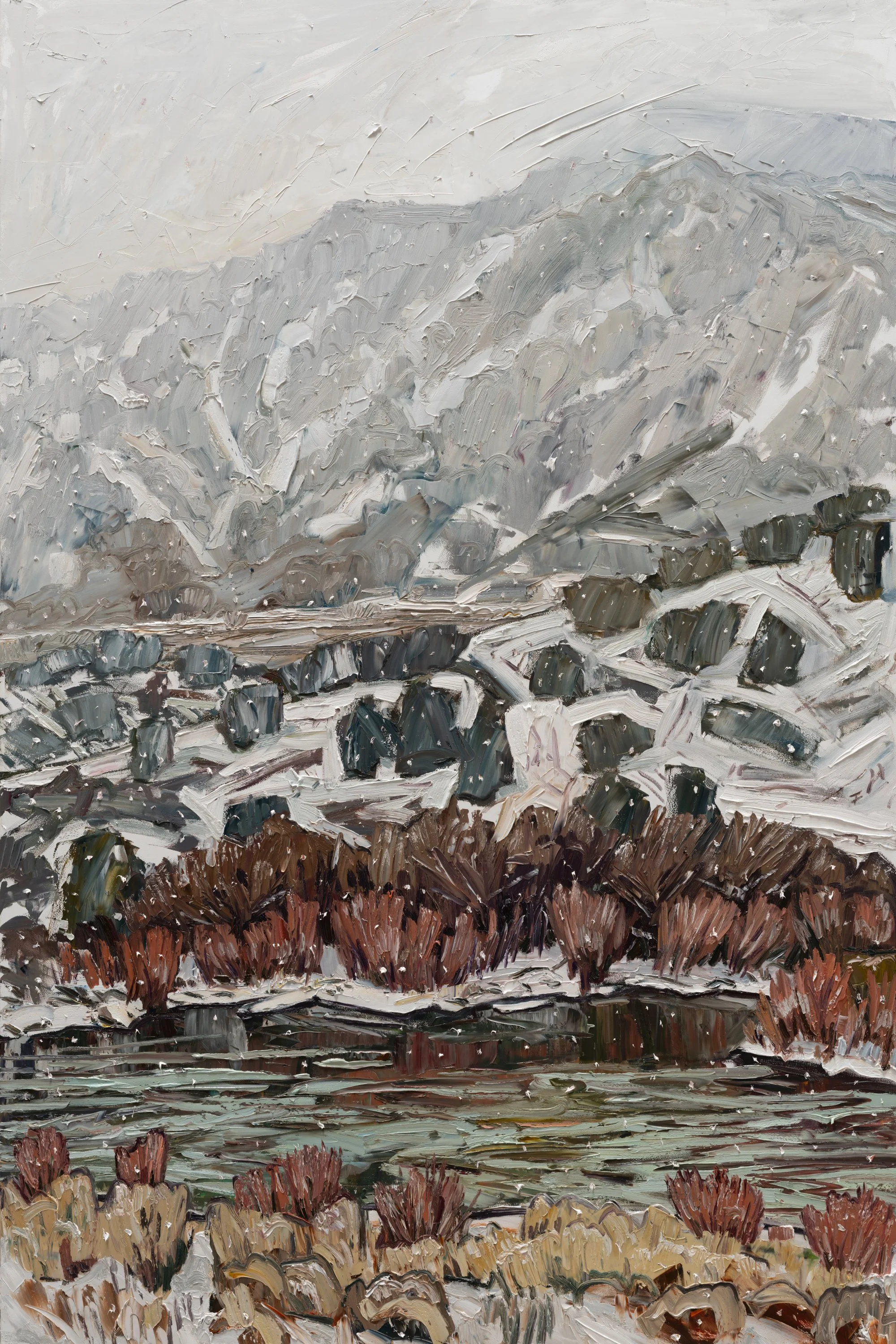 Below Quartzite - Snowfall • 60" x 40" • oil on panel • 2026