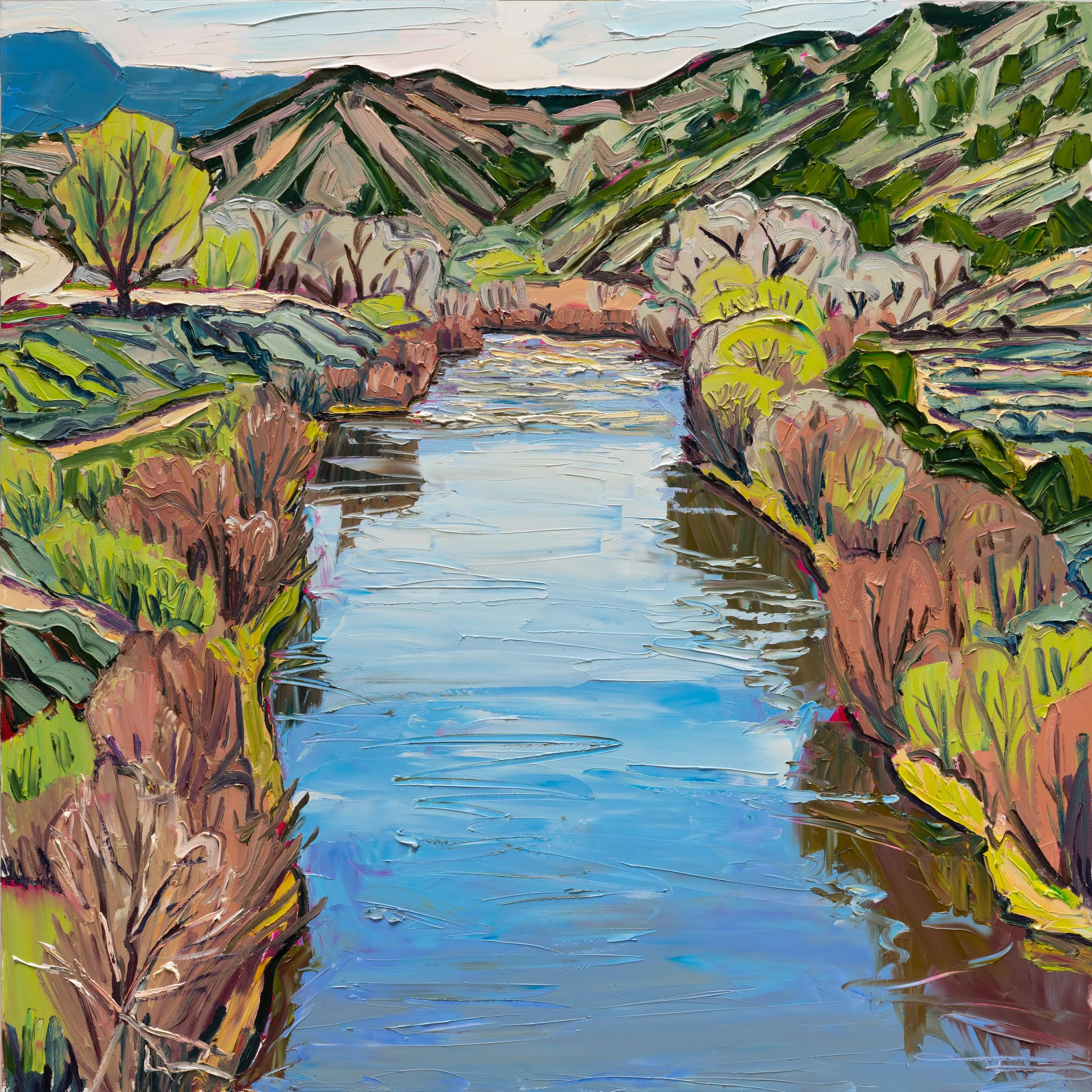 Downstream Reflection • 36" x 36" • oil on panel • 2026