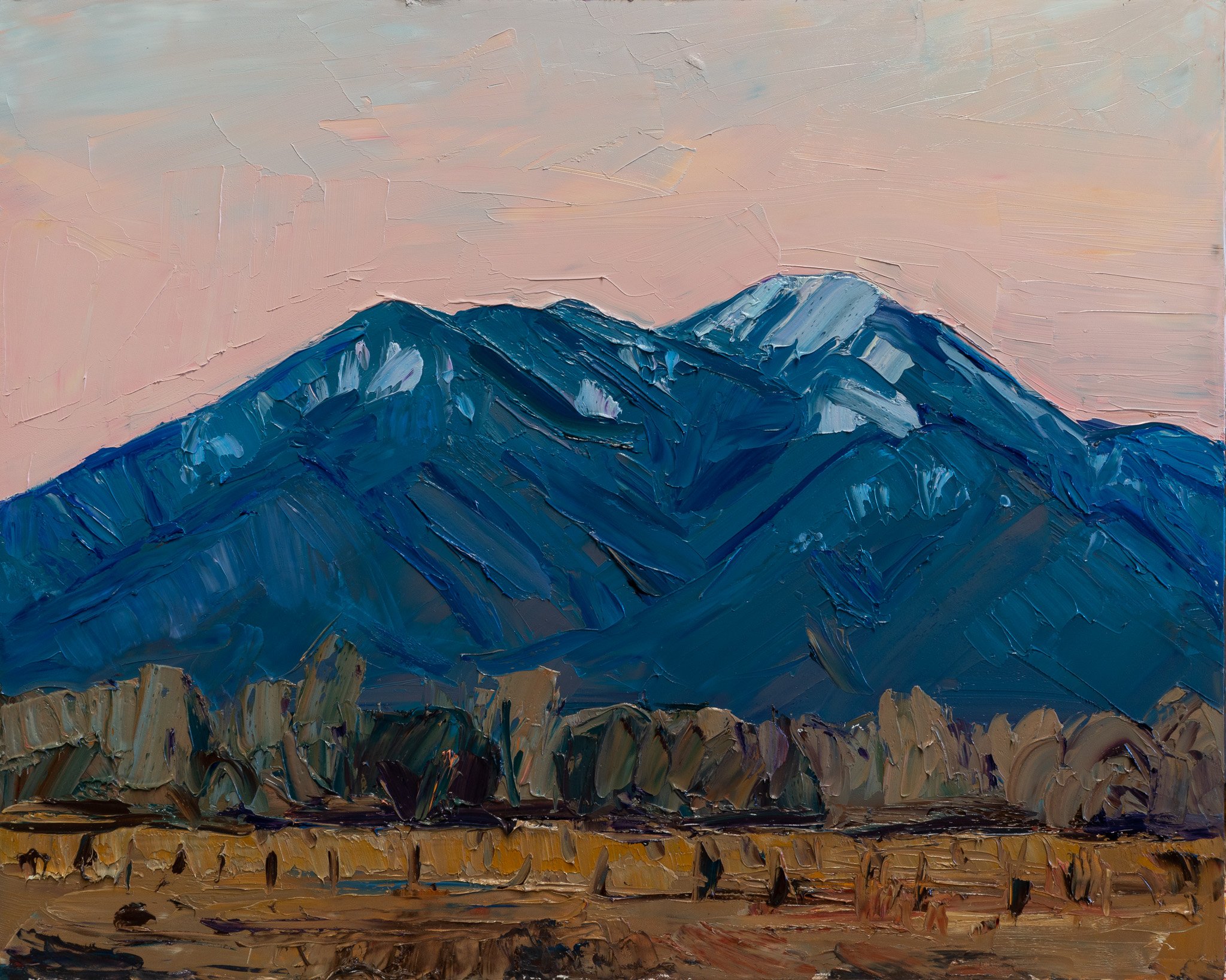 Taos Mountain - Dusk • 16" x 20" • oil on panel • private collection