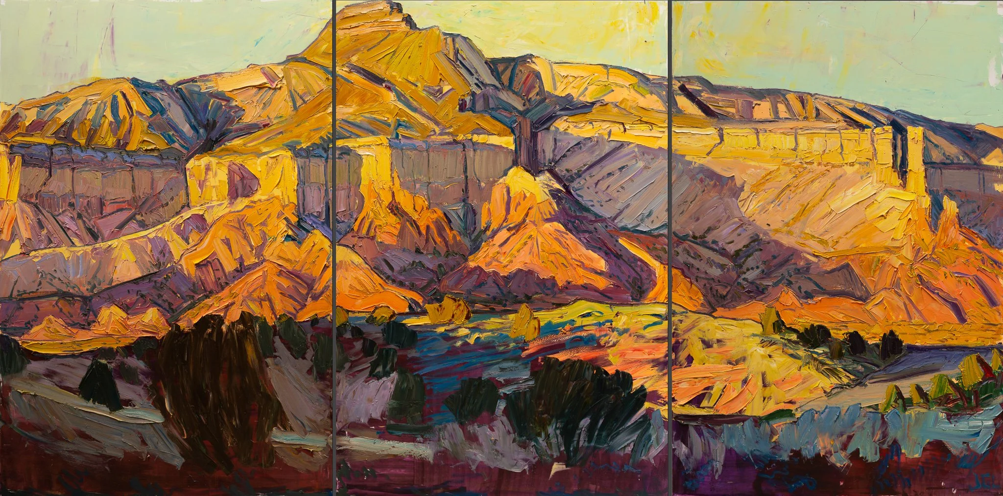 Parallax (Ghost Ranch) • 72" x 144.5" • oil on three panels 