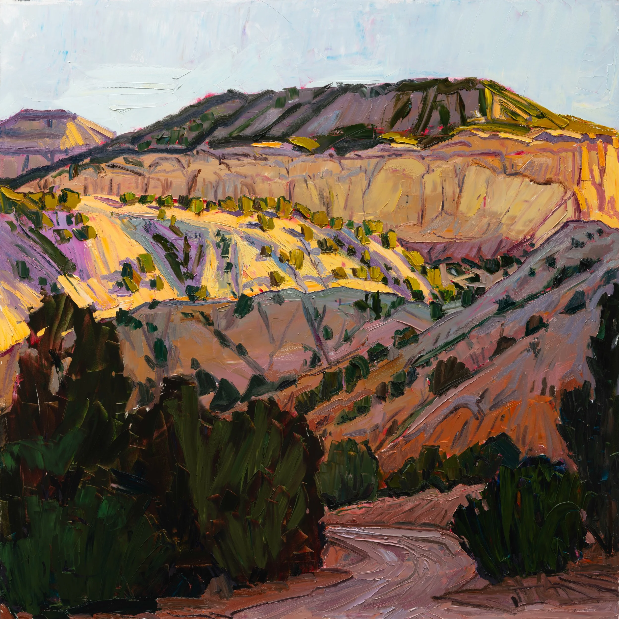Ghost Ranch at sunrise • 48" x 48" • oil on panel • 2026