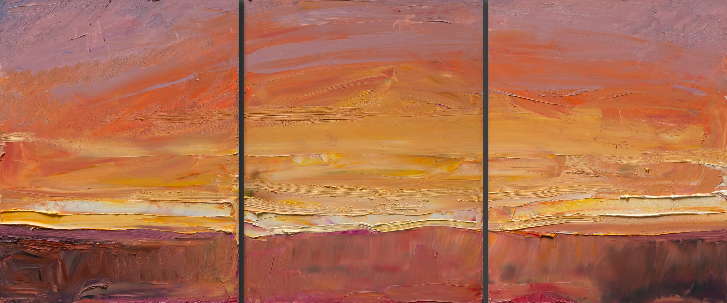 Solitudes #2 • 14" x 34" (apprx) • oil on three panels • 2026