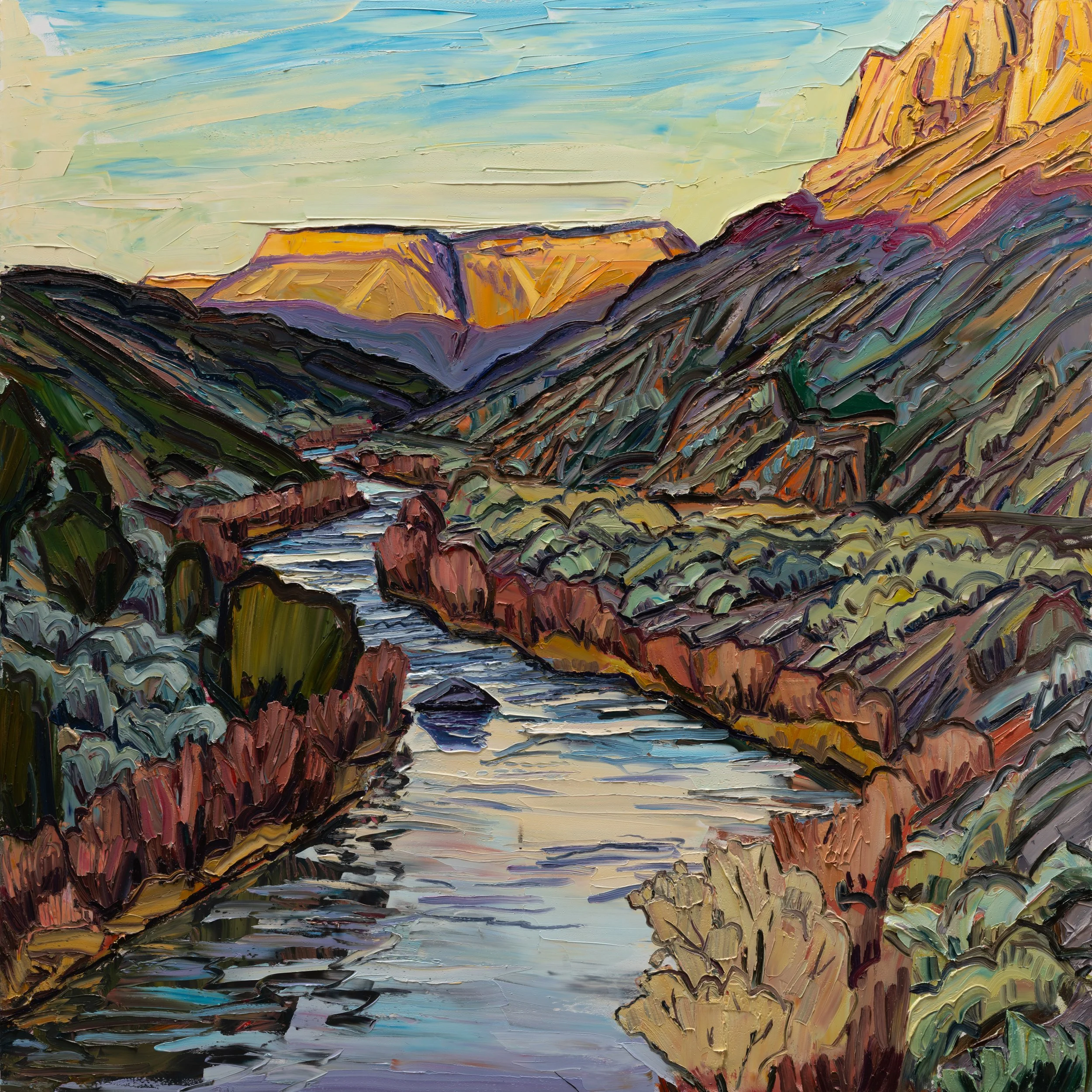 Below Quartzite - Sunset Ridglines • 48" x 48" • oil on panel • 2026