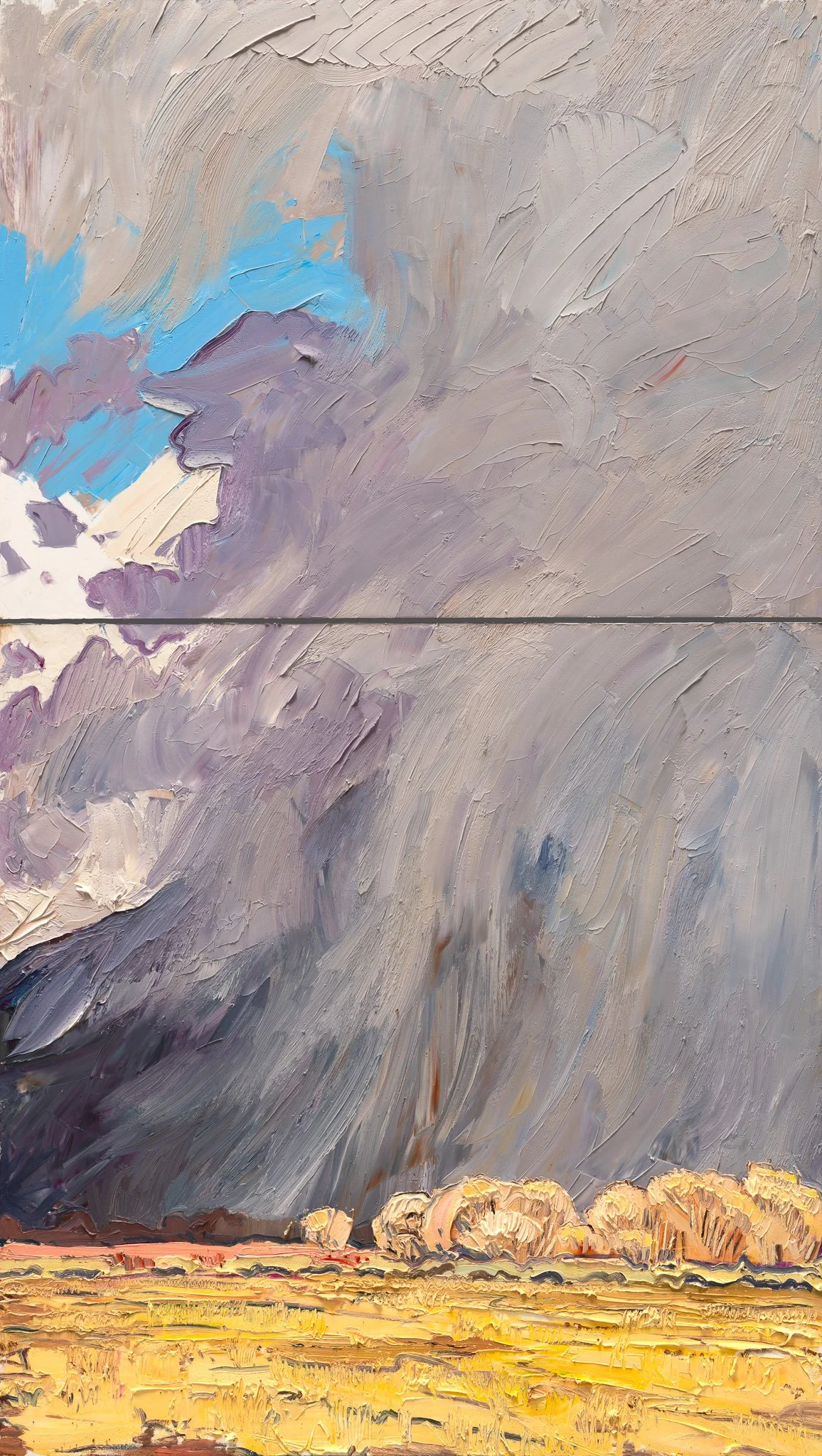 Taos Mountain - Eagle sentinel • 70" x 40" • oil on two panels 