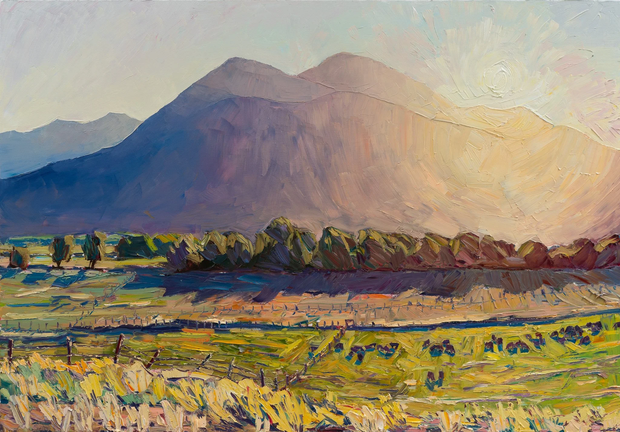 Pueblo Peak - Sunrise from the hill • 50" x 72" • oil on linen