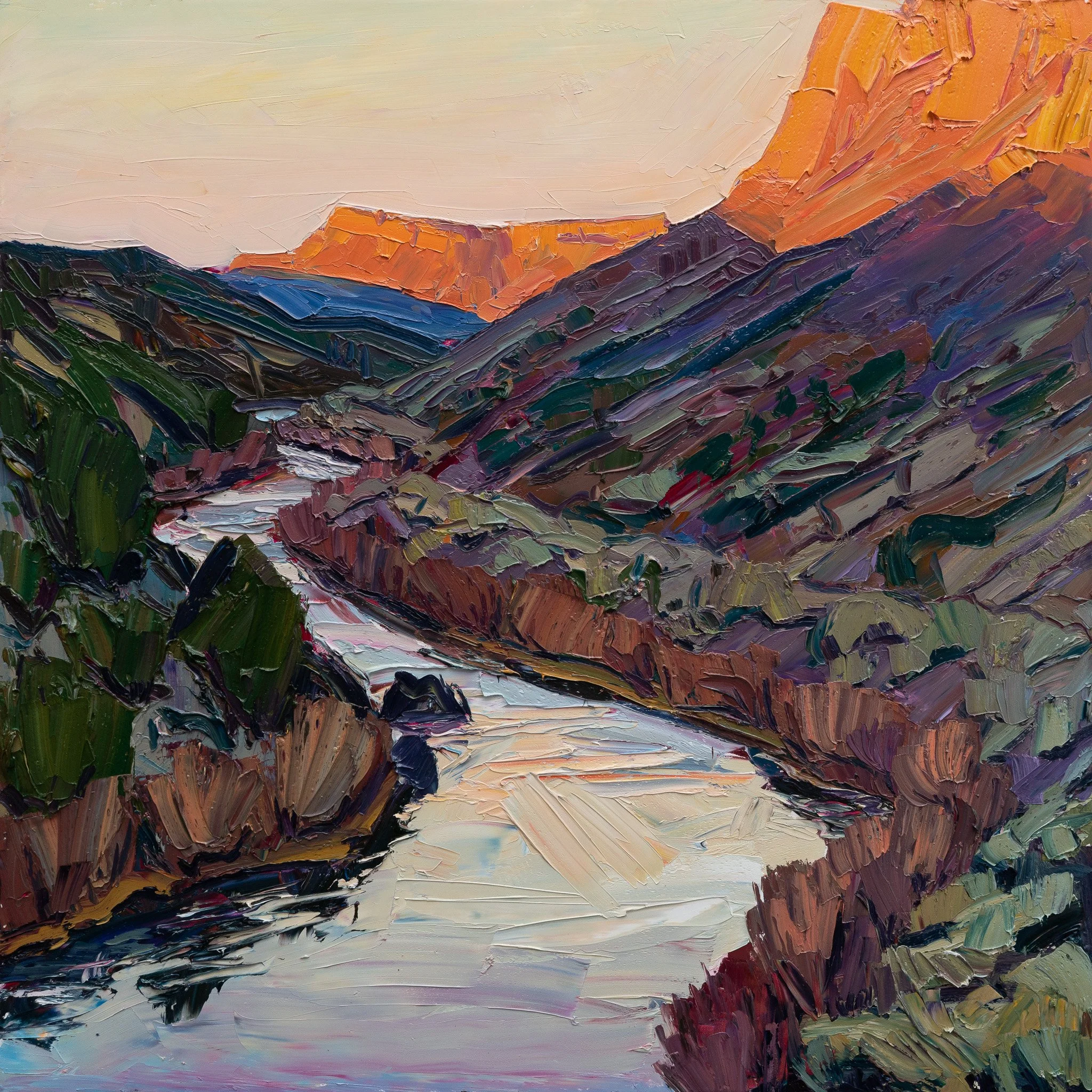 River Bends - Sundown • 30" x 30" • oil on panel • private collection