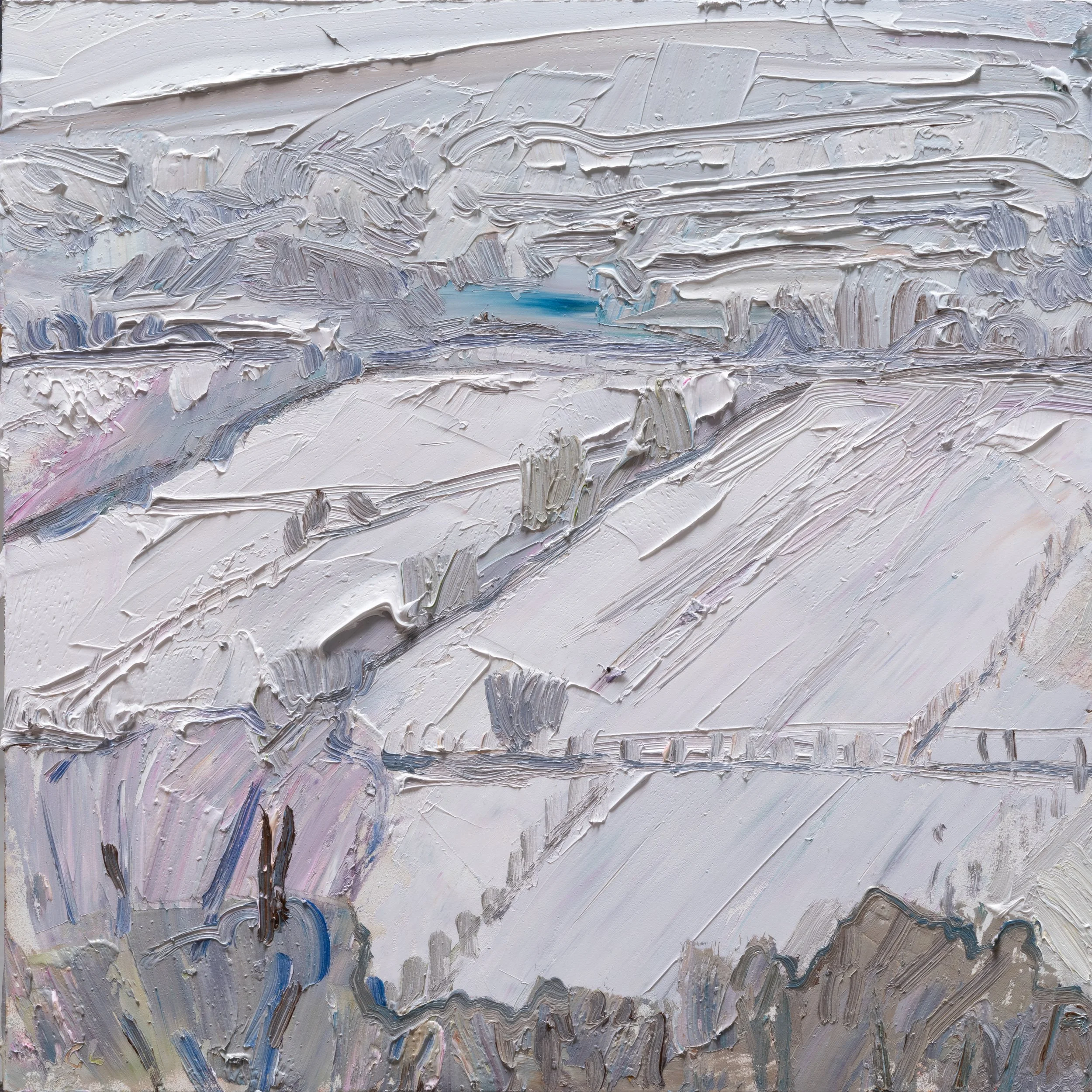 Fields - in snow • 12" x 12" • oil on panel