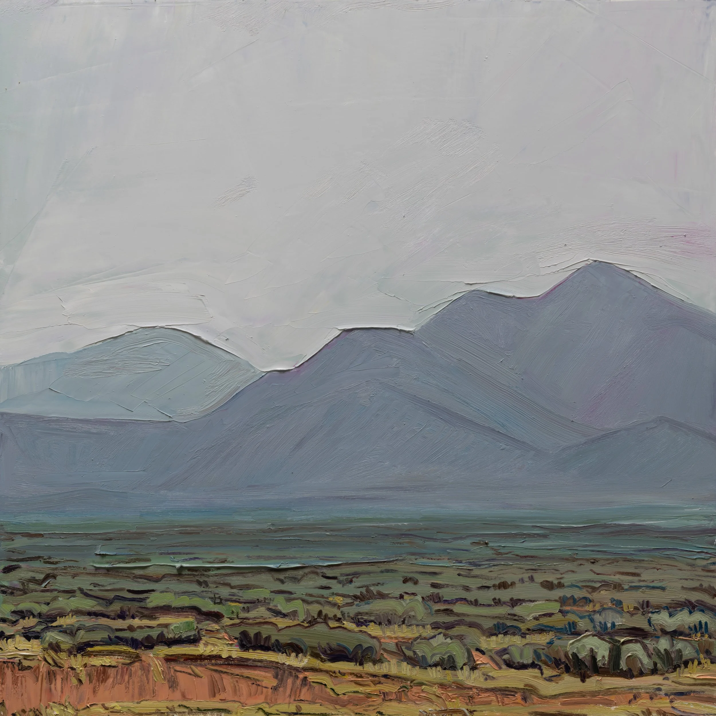 Rain in the mountains • 30" x 30" • oil on panel • 2026