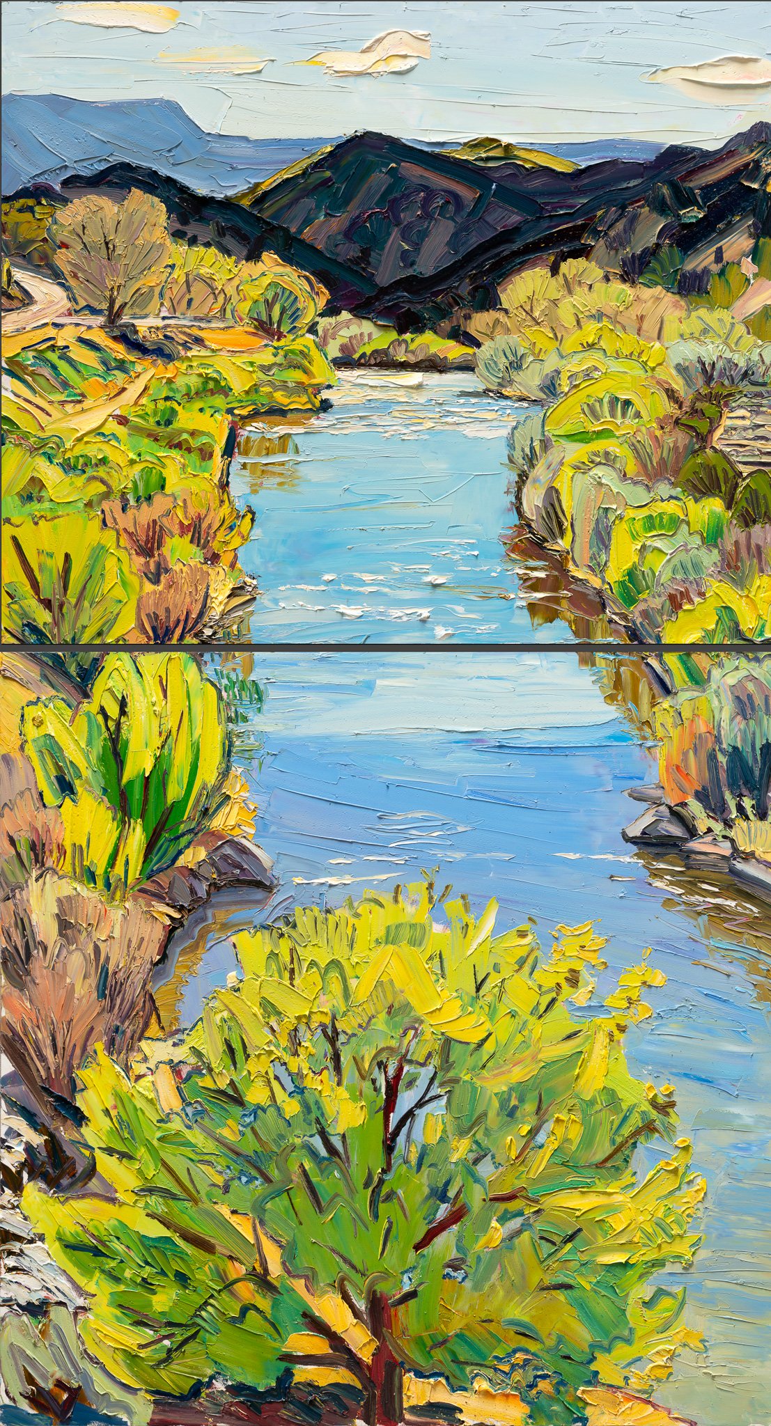 County Line - Eagle eats Snake #5 • 66" x 36" • oil on two panels • 2025