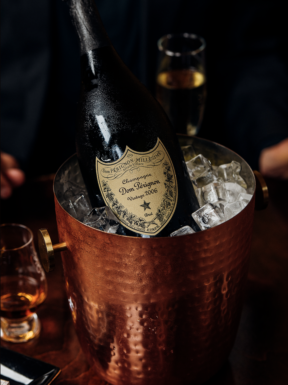 Dom Perignon in ice on a table