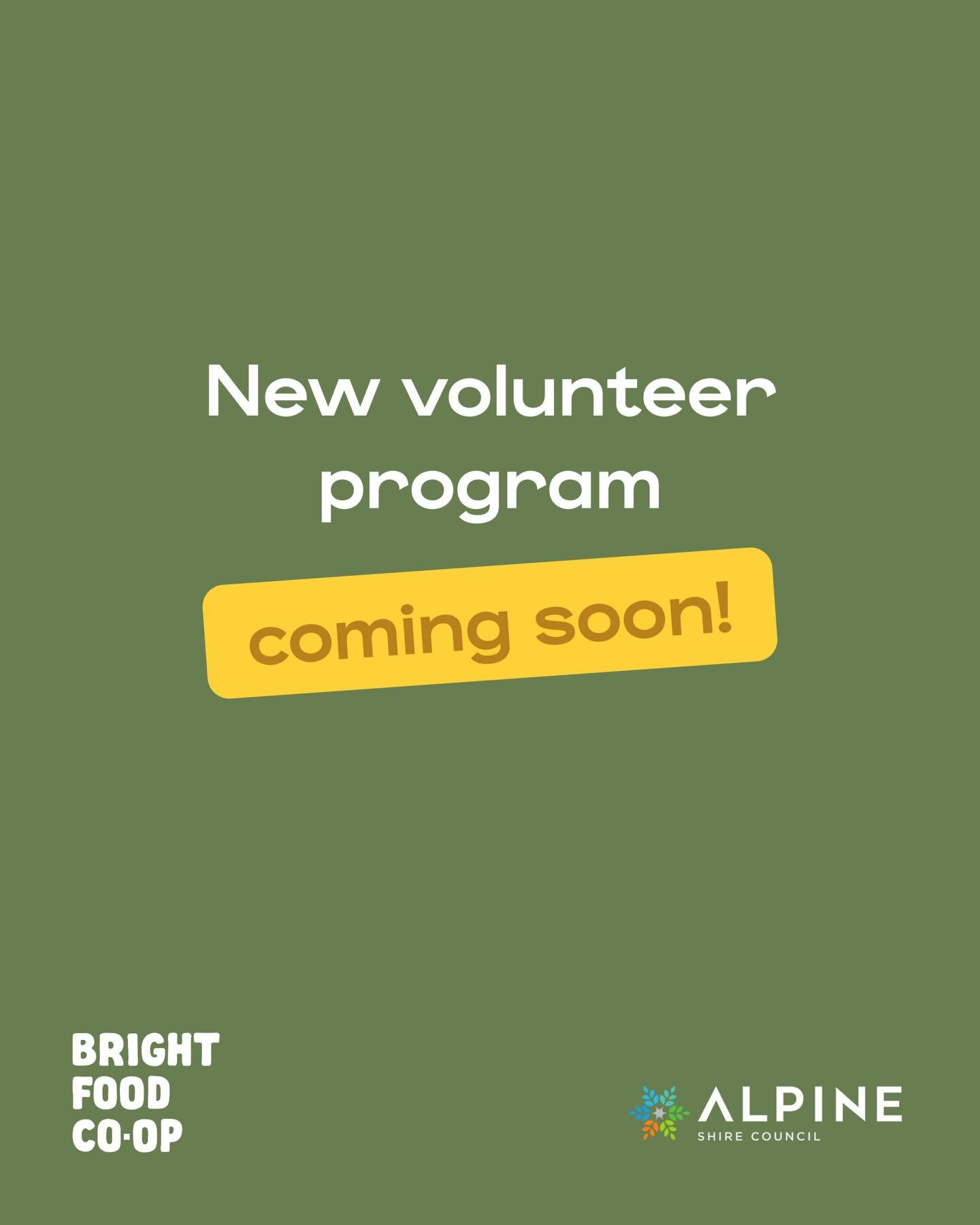 Bright Food Co-op is excited to be launching and rolling out our new Volunteer Program. 

With Alpine Shire Community Grants Program funding we have developed a new volunteer program to better train, support and interract with our amazing volunteers.