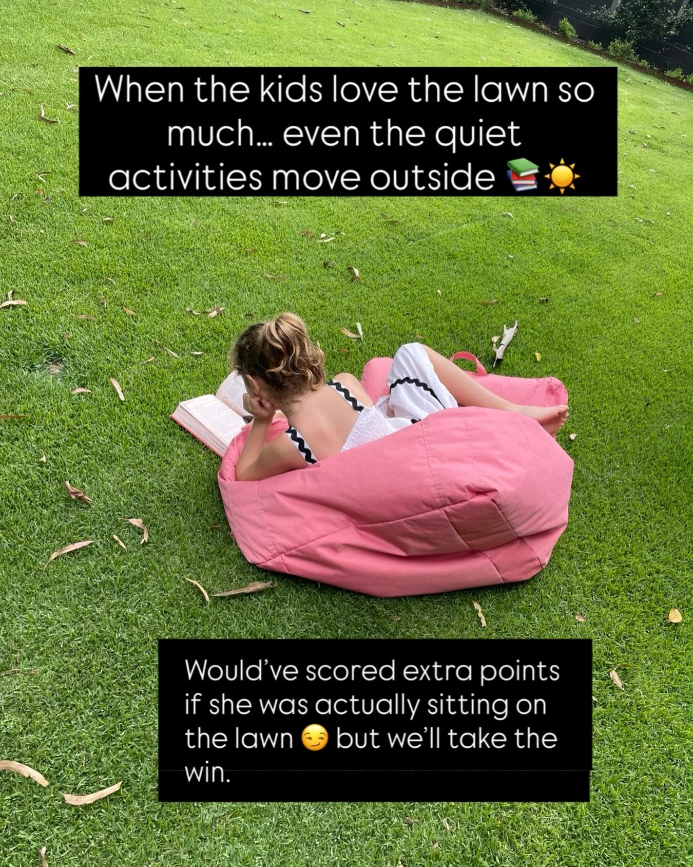Fresh air, comfy beanbag, good book&hellip; not a bad way to spend an arvo.

If your backyard could use a little more &ldquo;outside time&rdquo;&hellip;

👉 Get a quote here: https://theturfshed.com.au/get-quote
📞 Or call us on 0417 852 444

#TheTur