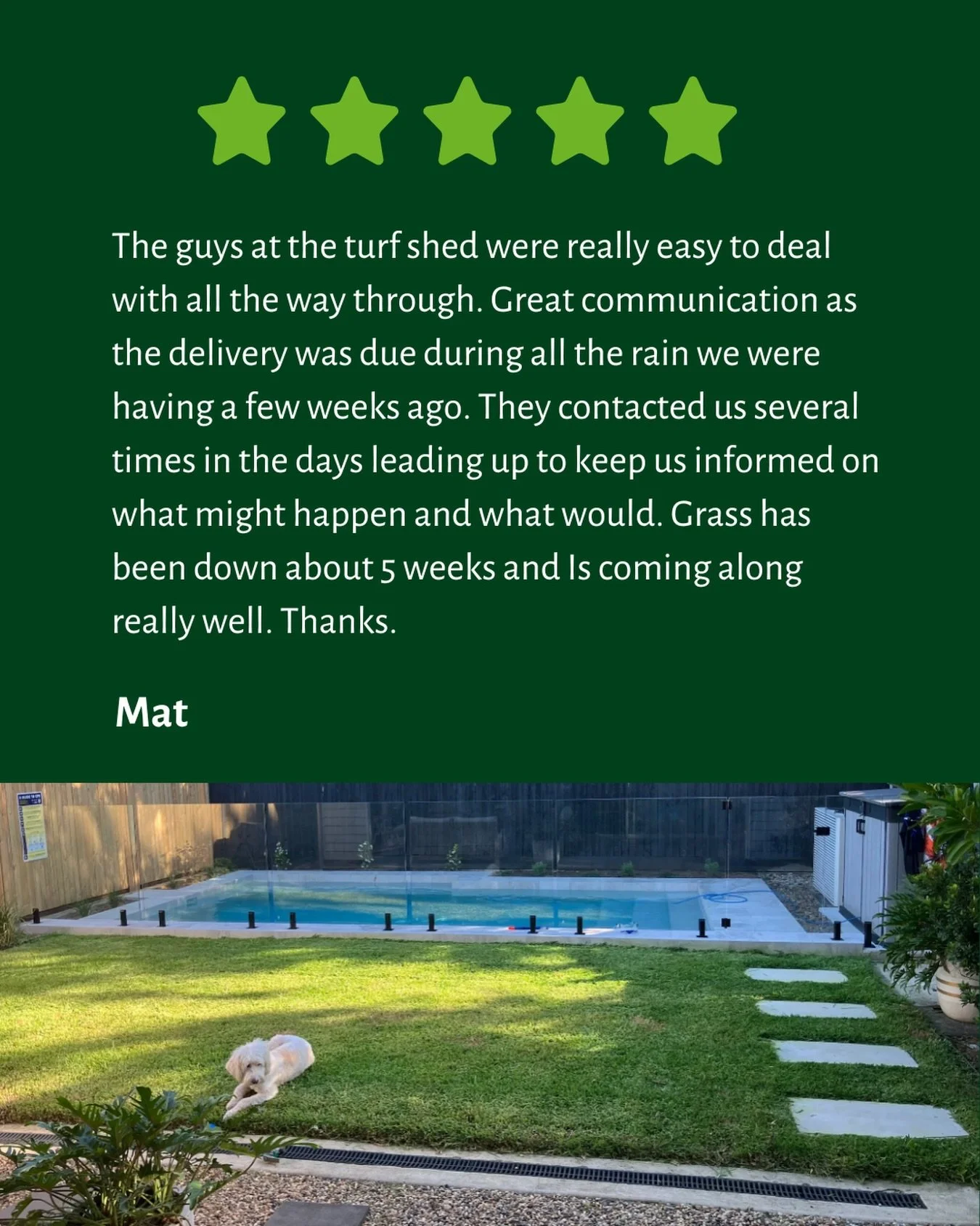 Big thanks to this legend for the kind words. Clear communication, honest updates, and turf that actually performs after it hits the ground is what we aim for every single time. No guessing games, no disappearing acts, just good turf and a team that 