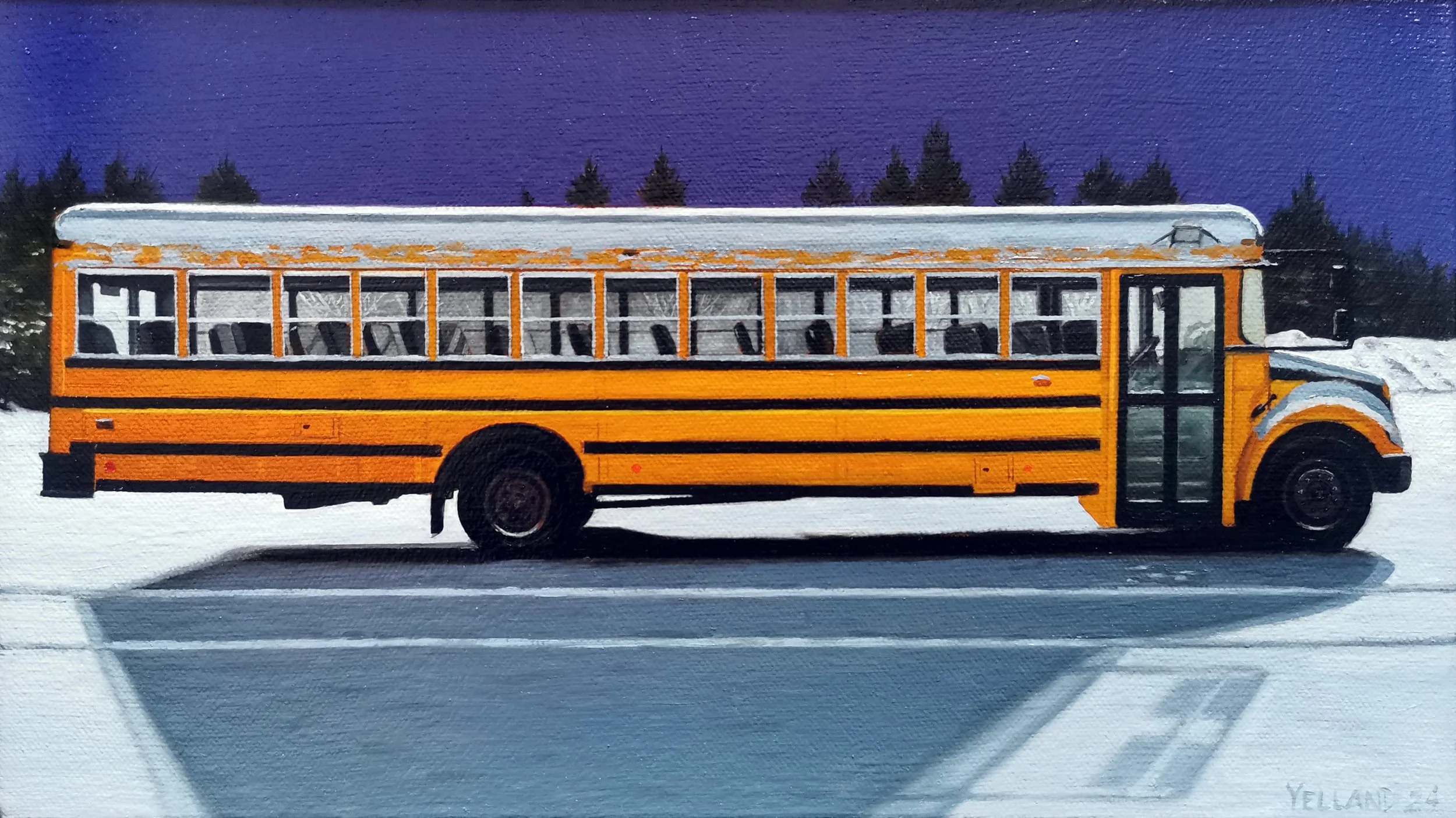 Pick Up and Drop Off (2024) 8 x 14 Oil on Canvas on Panel SOLD (Madrona Gallery, Victoria, BC)