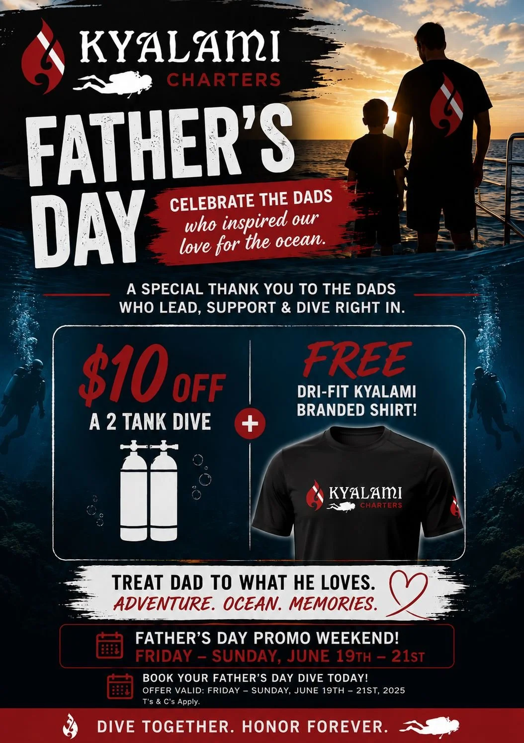 $10 Off and a Free Shirt for Every Dad This Father's Day Weekend!