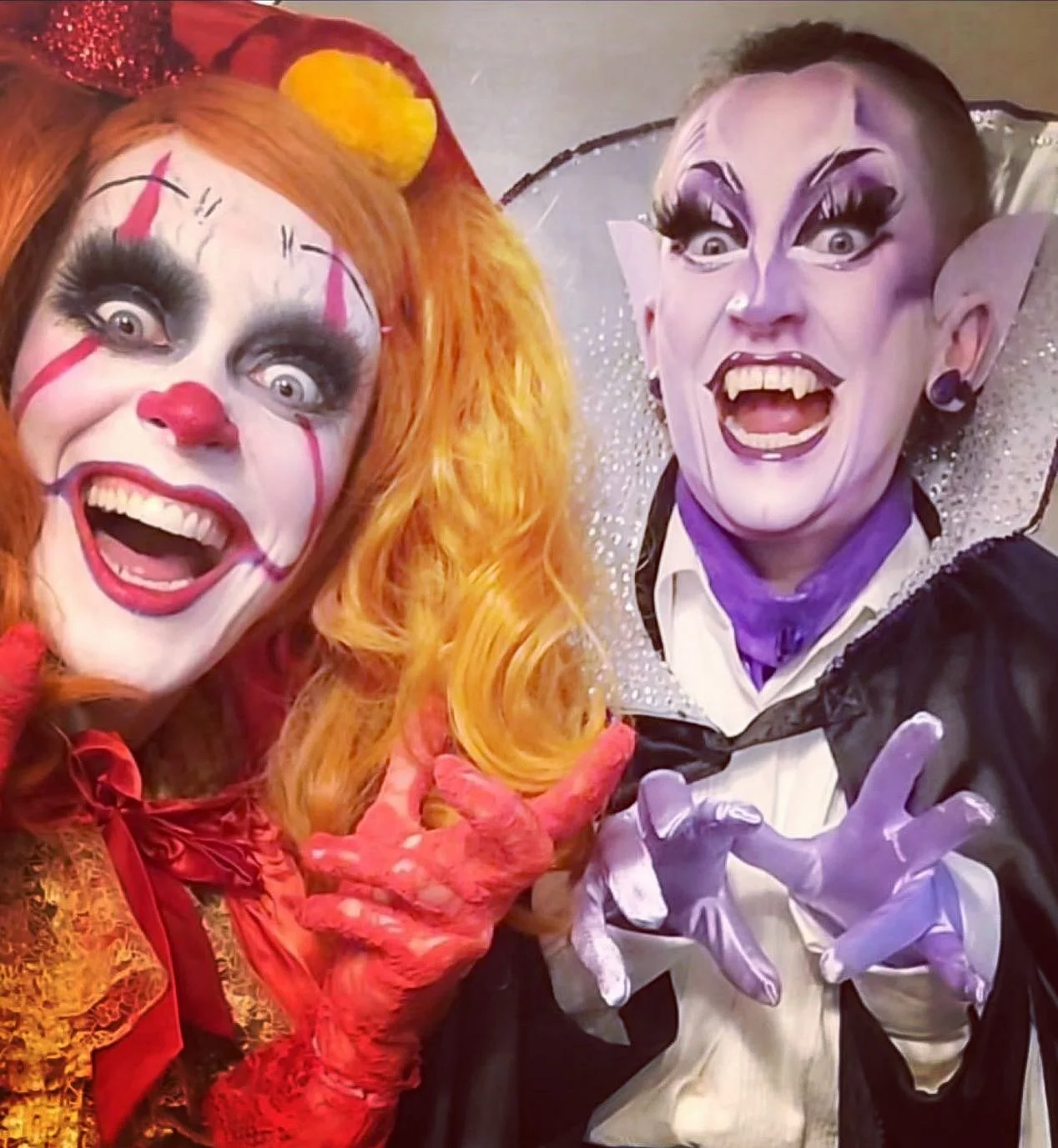 🤡 🧛&zwj;♀️ A clown and a vampire walked into a bar&hellip;

What did they drink? 🥤 

Blood that tasted funny 🩸 😂 

#fridaythe13th #clownmakeup #dragmakeup #clown #backstagesecrets #performerlife #sesamestreet #spookymakeup #neoburlesque #hallowe