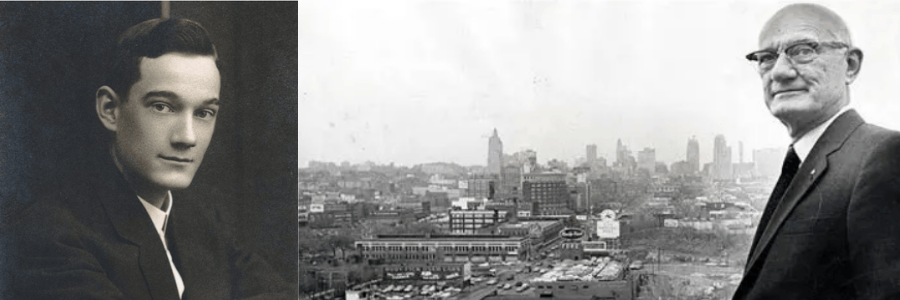 Joyce Hall at age 18 and later at age 75.