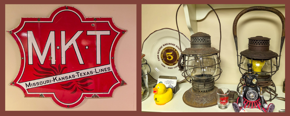 MKT sign and lanterns, part of David Mills collection.