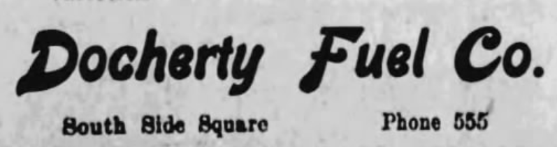 Newspaper ad for Docherty Fuel Co.