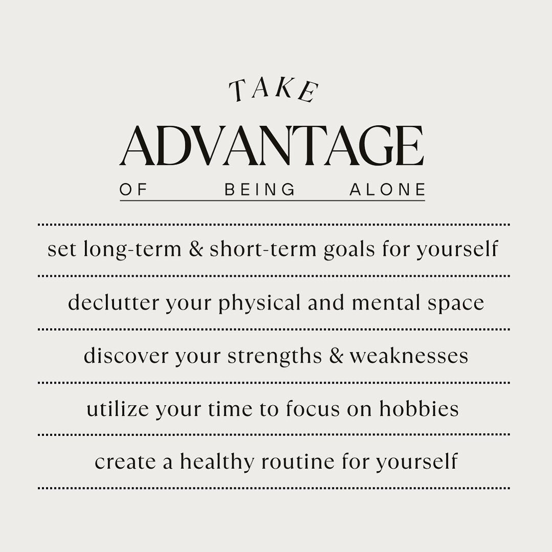 take advantage of being alone ✨

#alonetime #mentalhealth #therapy #therapist #bestself #wellness #therapistsofinstagram #selfcare