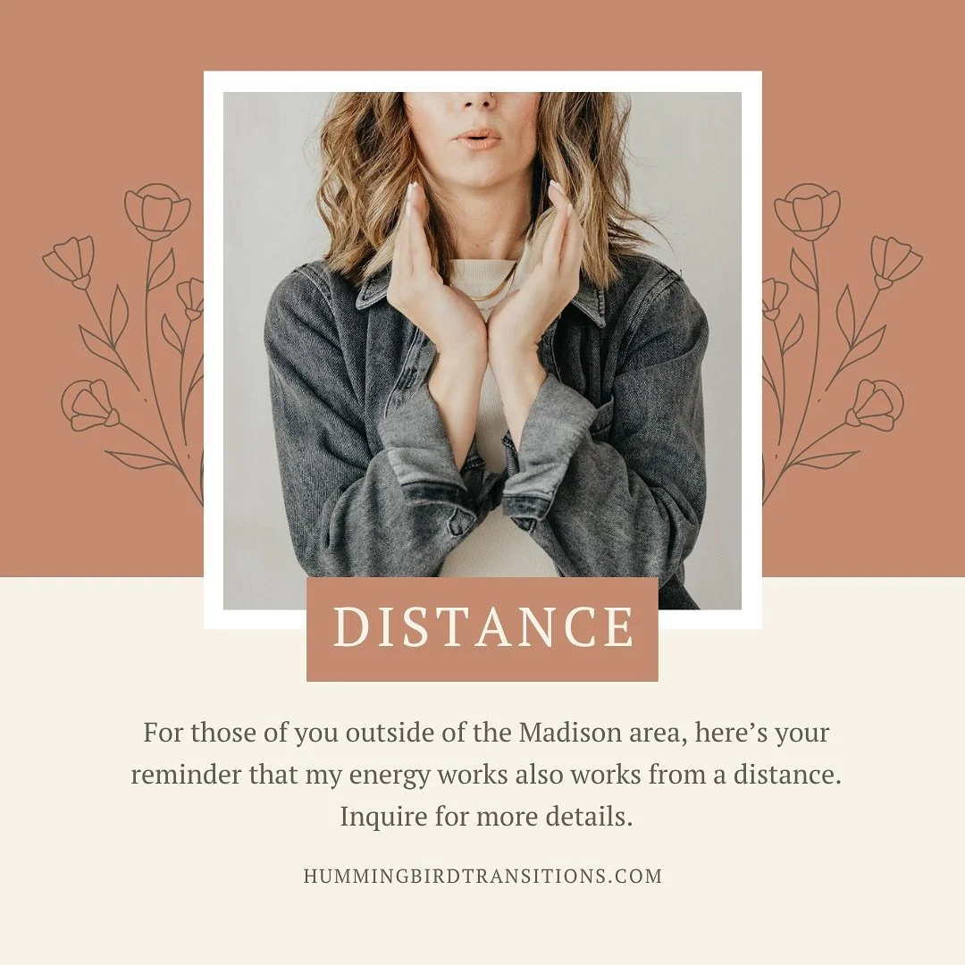 My reiki and energy sessions can also be done from a distance. You do not have to be in Madison! Inquire for more details if you&rsquo;d like to work with me.

Or maybe you&rsquo;re in Madison but have trouble with your schedule and prefer an evening