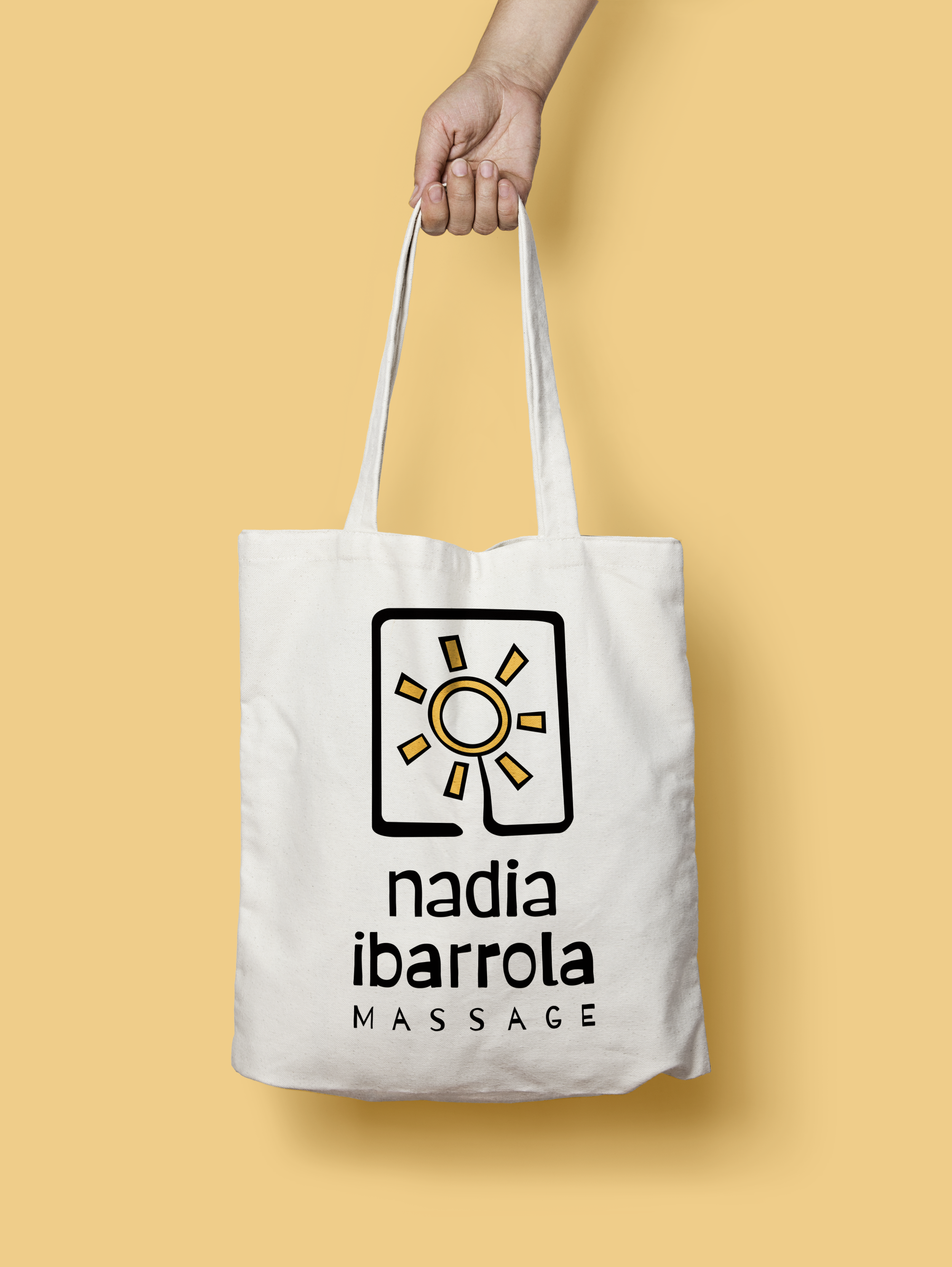 Nadia Ibarolla Massage logo on tote bag