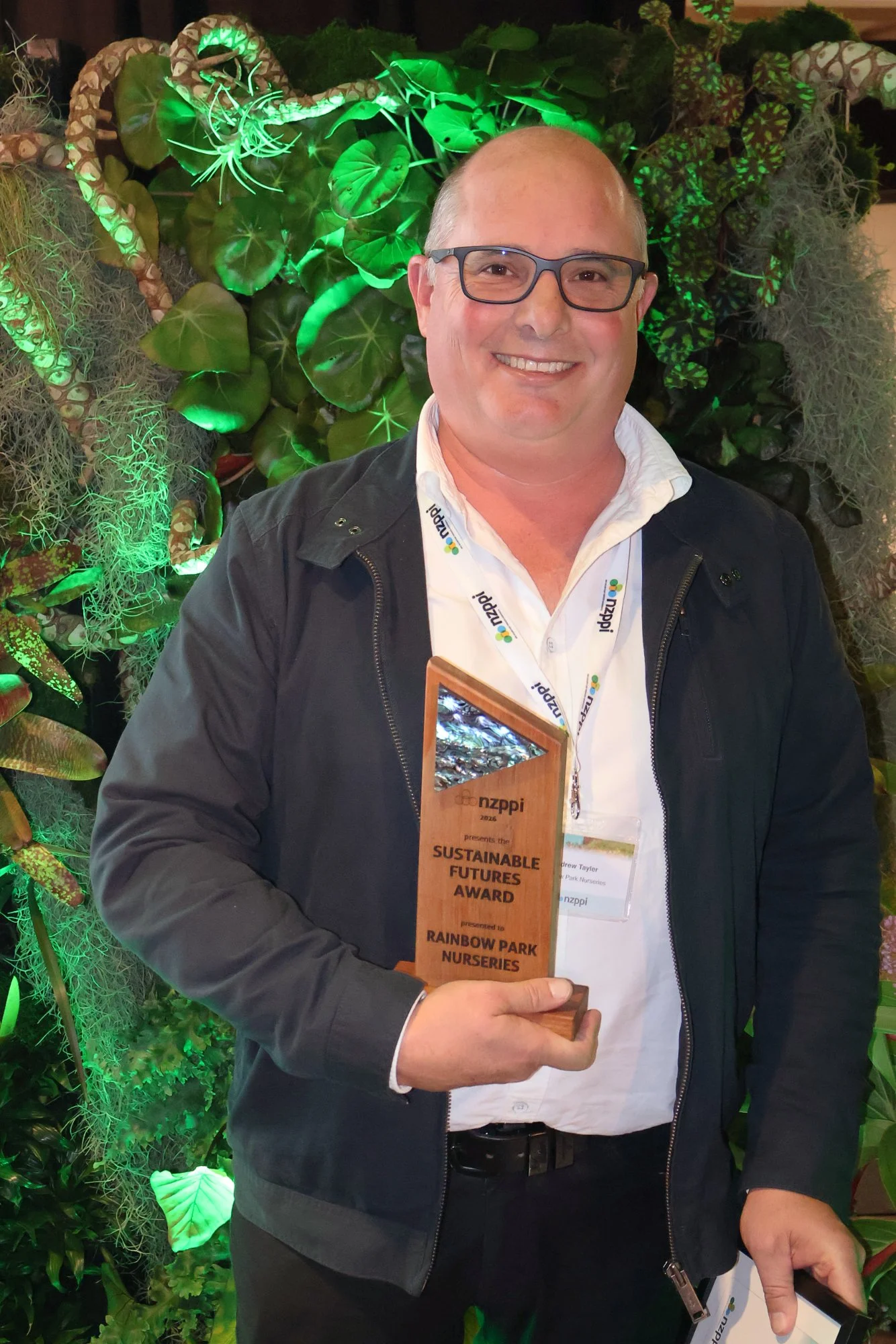 Winner Sustainable Futures Award Andrew Tayler of Rainbow Park Nurseries