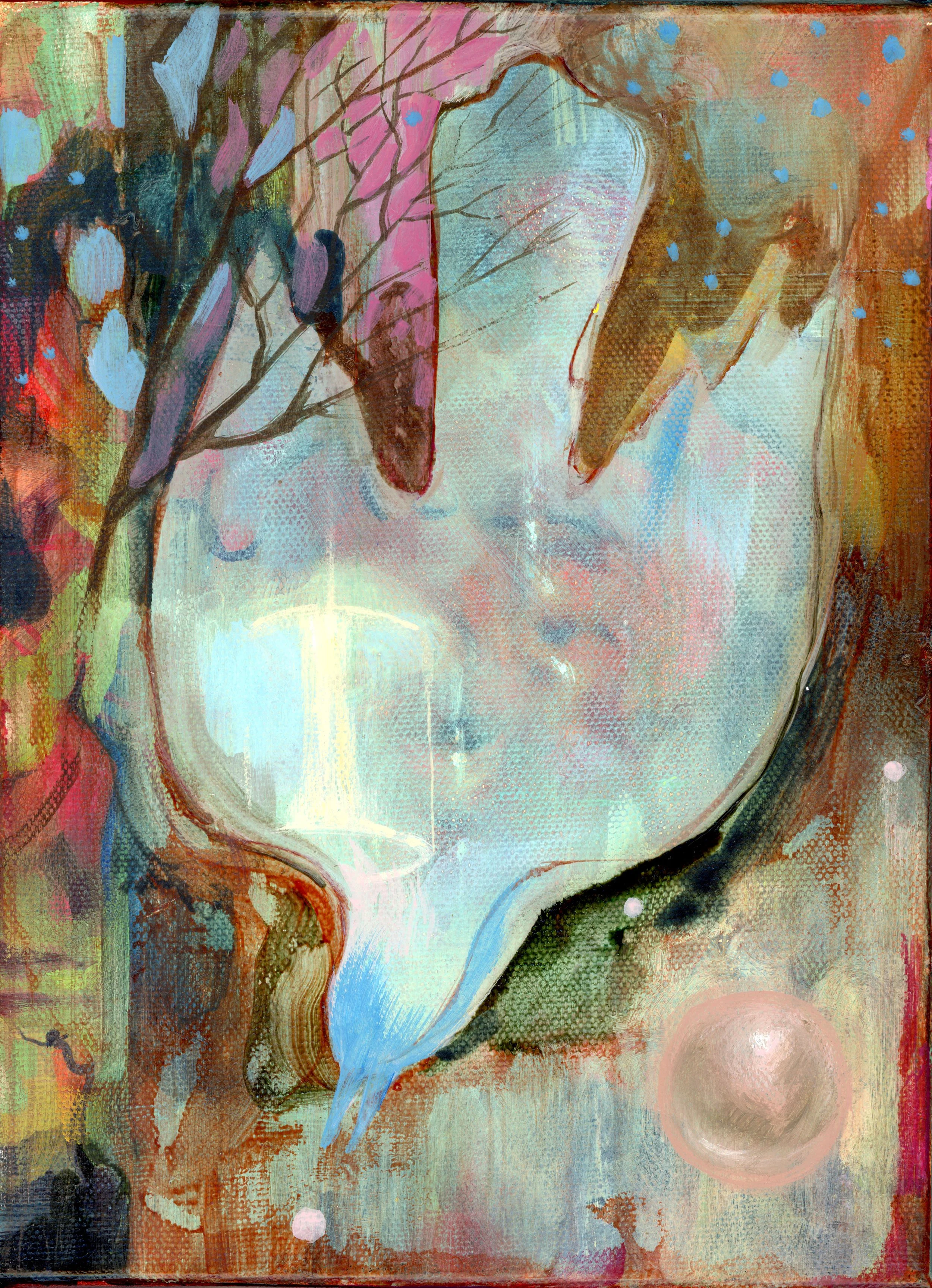 'Pearl Diver' 8x10" acrylic, 2025, private collection 