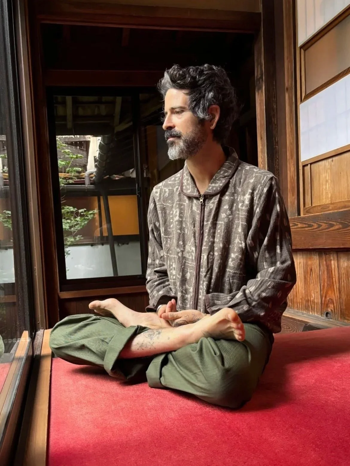 Khadi Block Print Zip Jacket