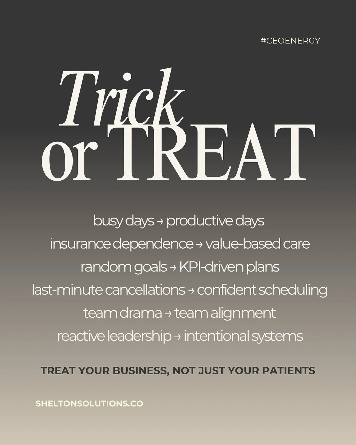TRICK OR TREAT (your practice) isn&rsquo;t just a Halloween post, it&rsquo;s a spooky reality check.

Too many dentists protect their chair time but treat planning time like optional candy.

Here&rsquo;s the truth: your meetings and planning sessions