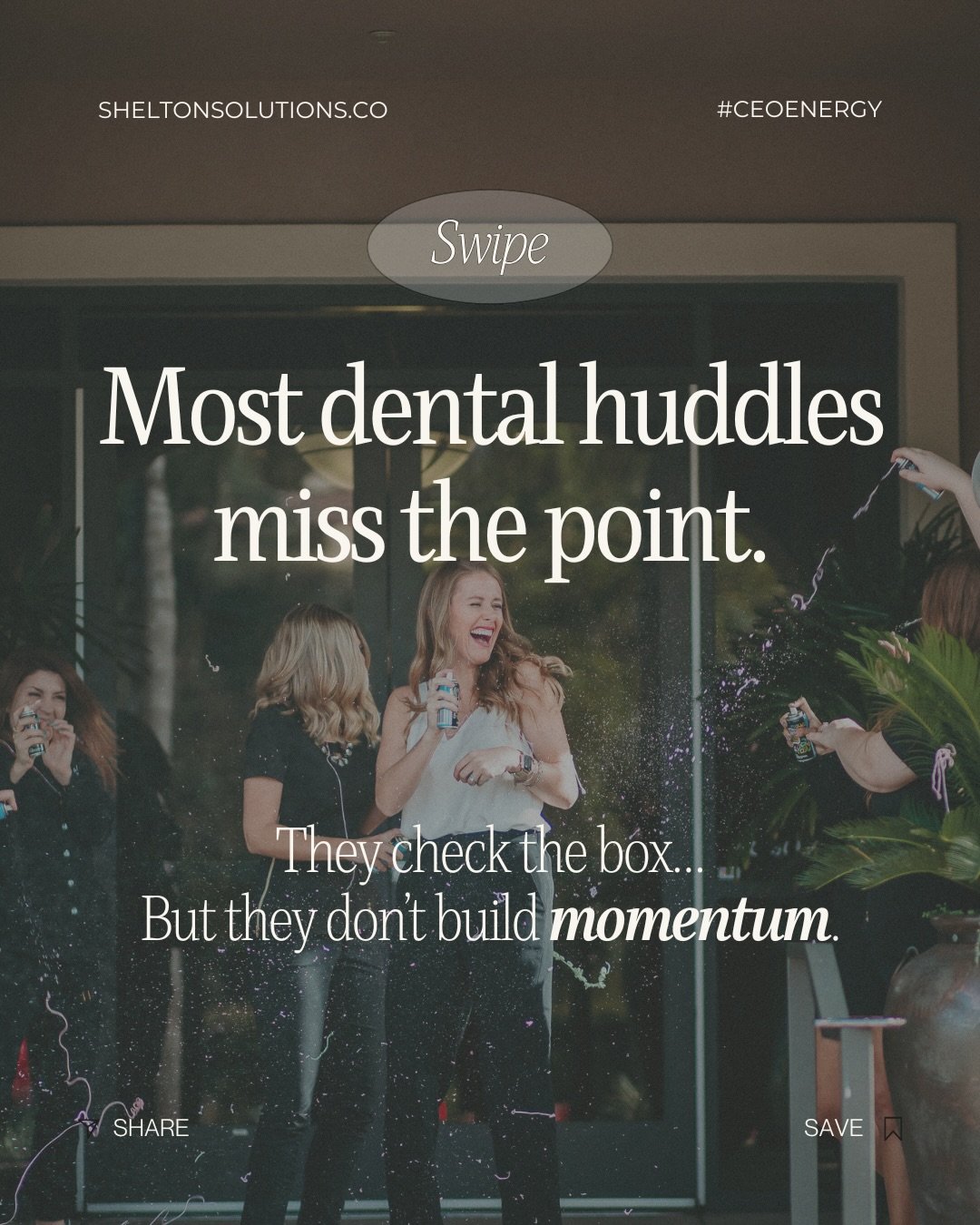 Huddle like a CEO.

A morning huddle isn&rsquo;t a ritual.
It&rsquo;s a leadership and business tool.

It should create:
&bull; Intention
&bull; Strategy
&bull; Connection
&bull; Energy
&bull; Ownership

If your huddle feels flat, rushed, or transact