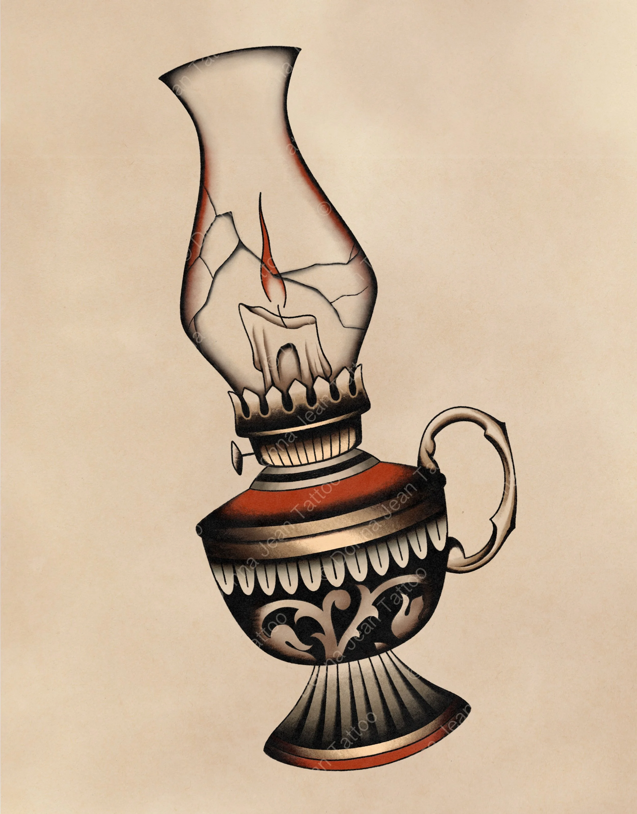 Haunted Oil Lamp (no flowers) - minimum 7"
