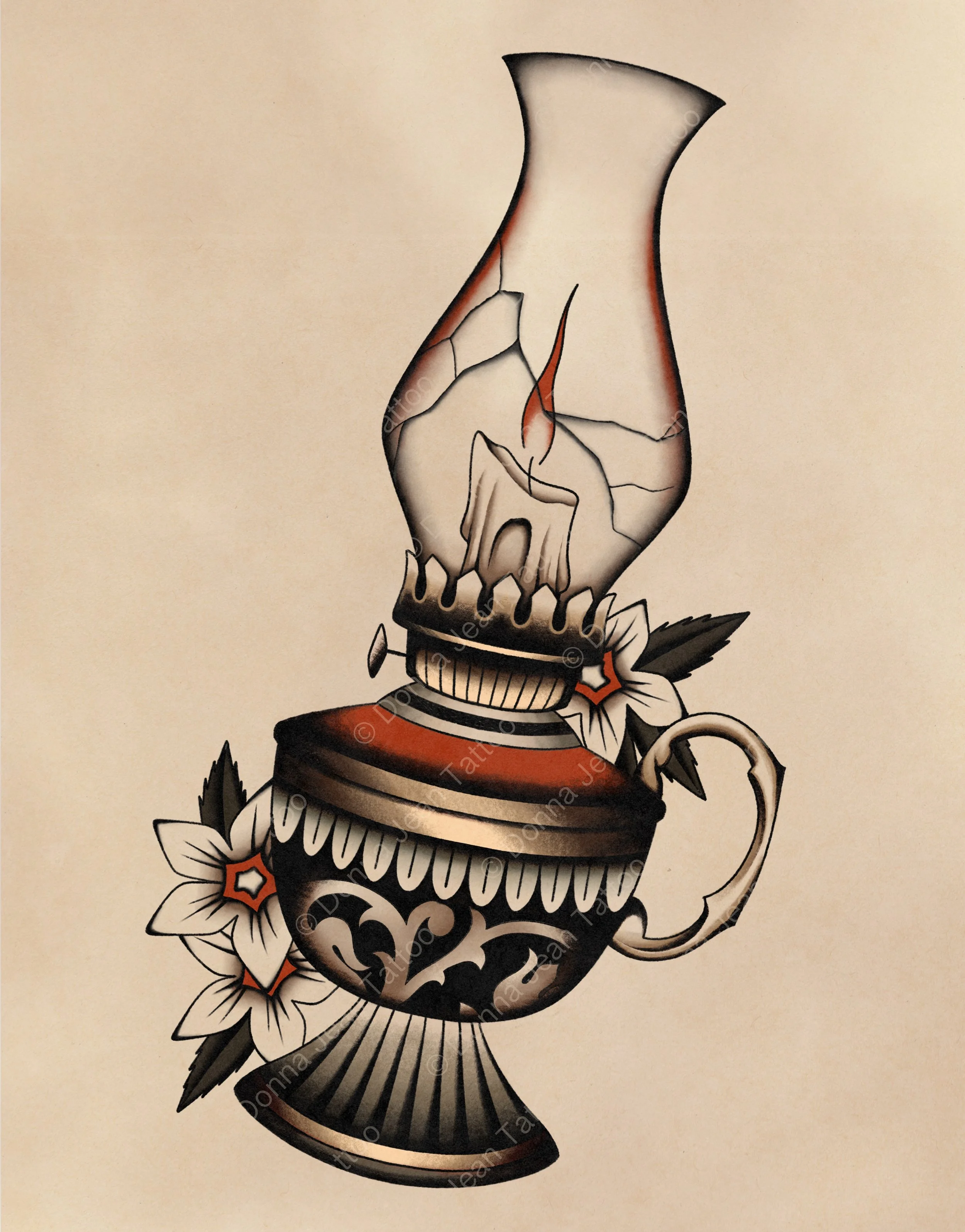 Haunted Oil Lamp - minimum 7"