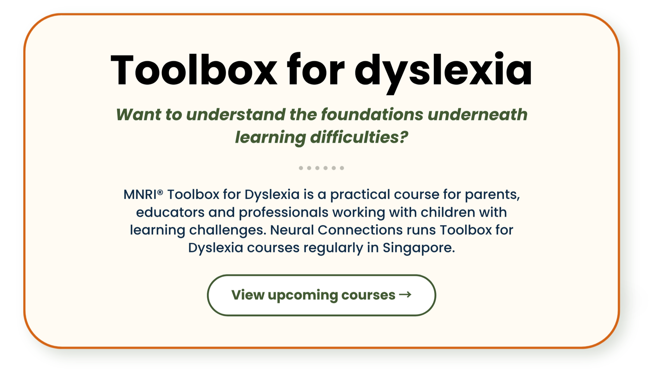 Toolbox for dyslexia for upcoming courses