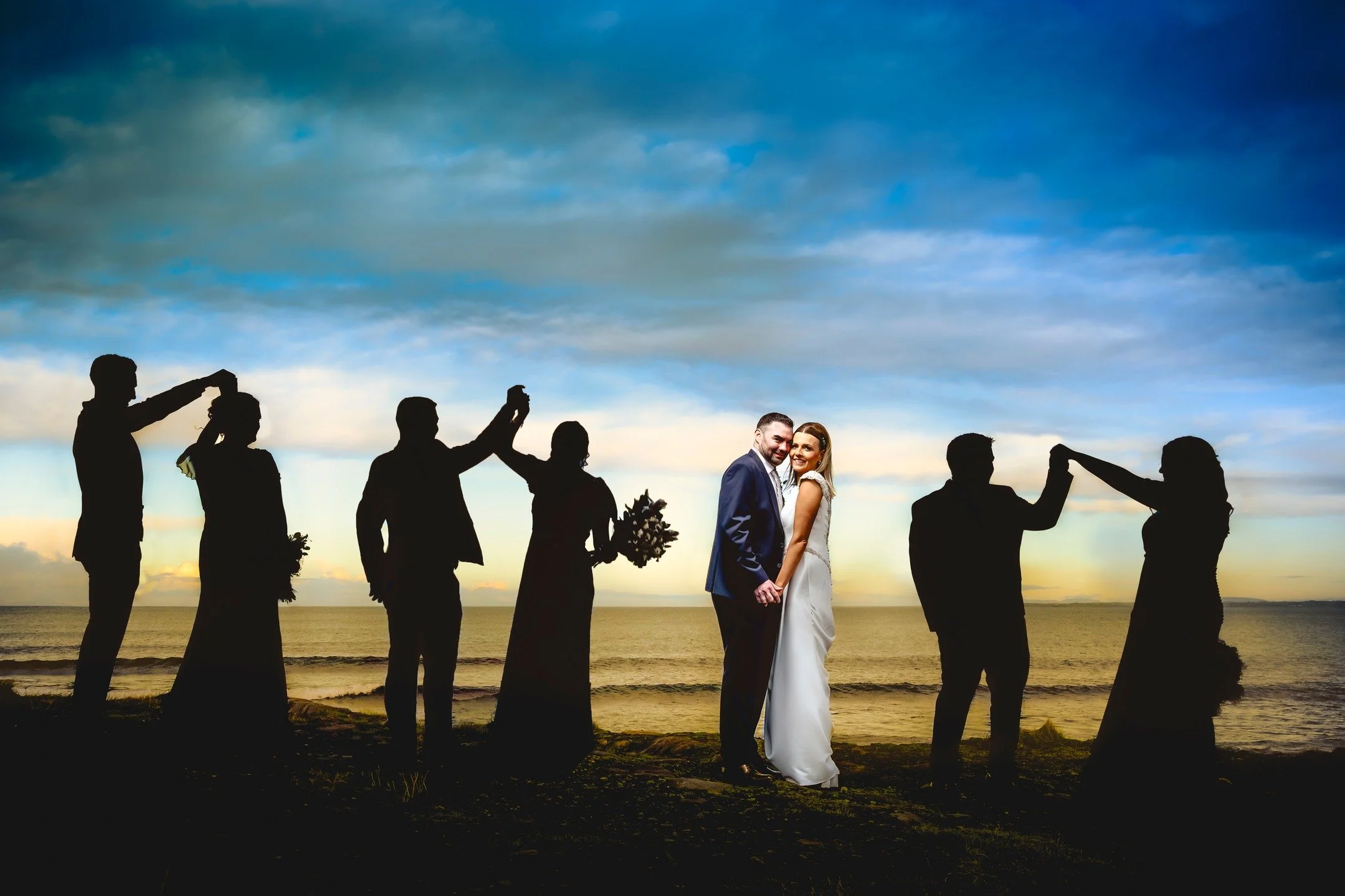 Michelle, David and their bridal party rocking it for out me.. through the bitter cold at Kilcummin pier. 🥶 Don't worry... they got to Bessie's afterwards. 
Thanks for the inspo ....The legend that is #amberhenryphotography #flashmasters 
#broadhave