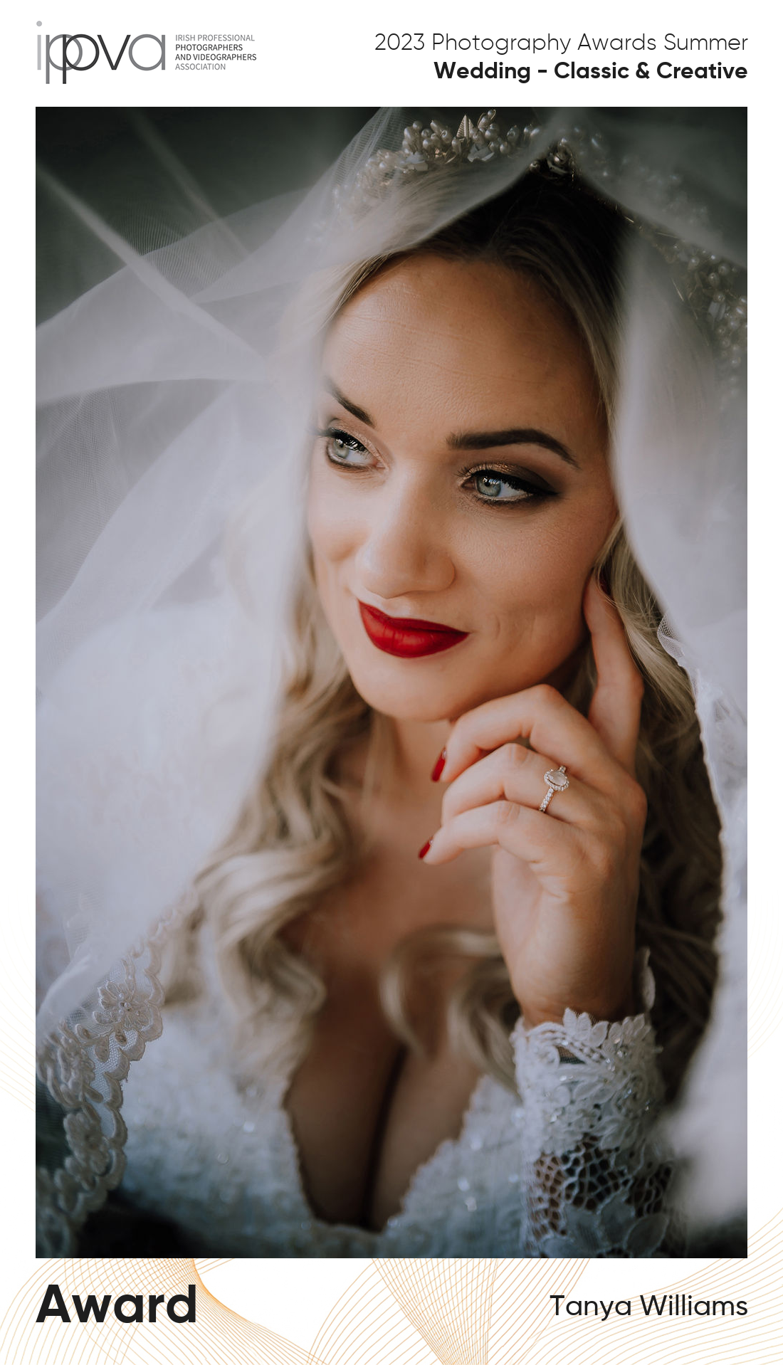 Award winning  photo of the bride through the veil.