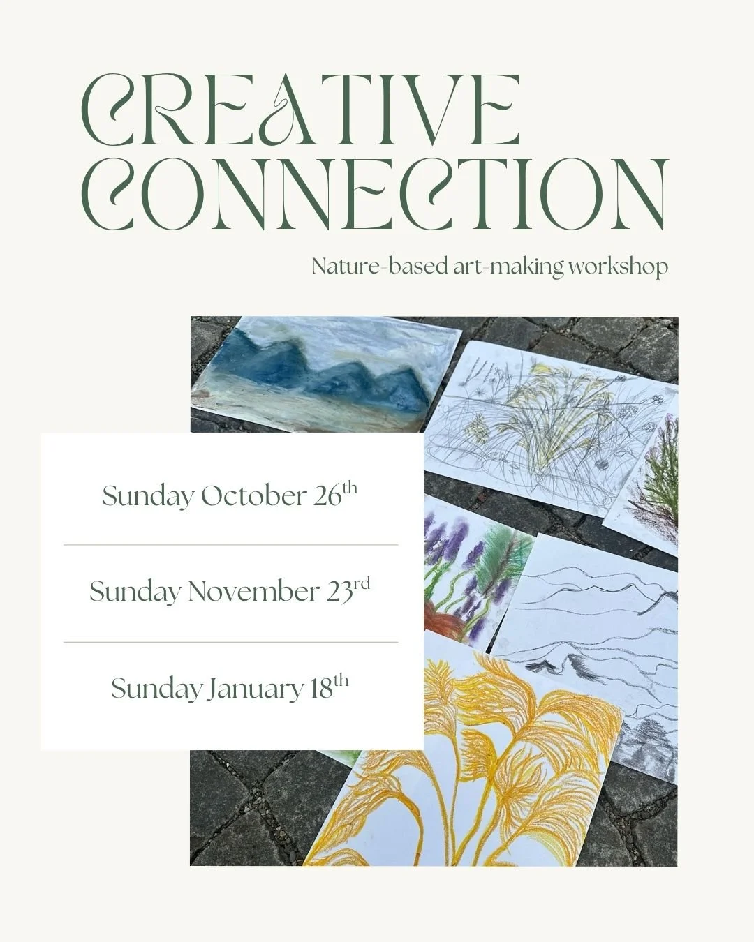 New dates for Creative Connection!
It was such a joy to host some of you for our last nature-based creative workshop at Chariclo.
Over the next few months, we'll be meeting in the gardens, woodlands and farmland of Chariclo to explore our surroundi