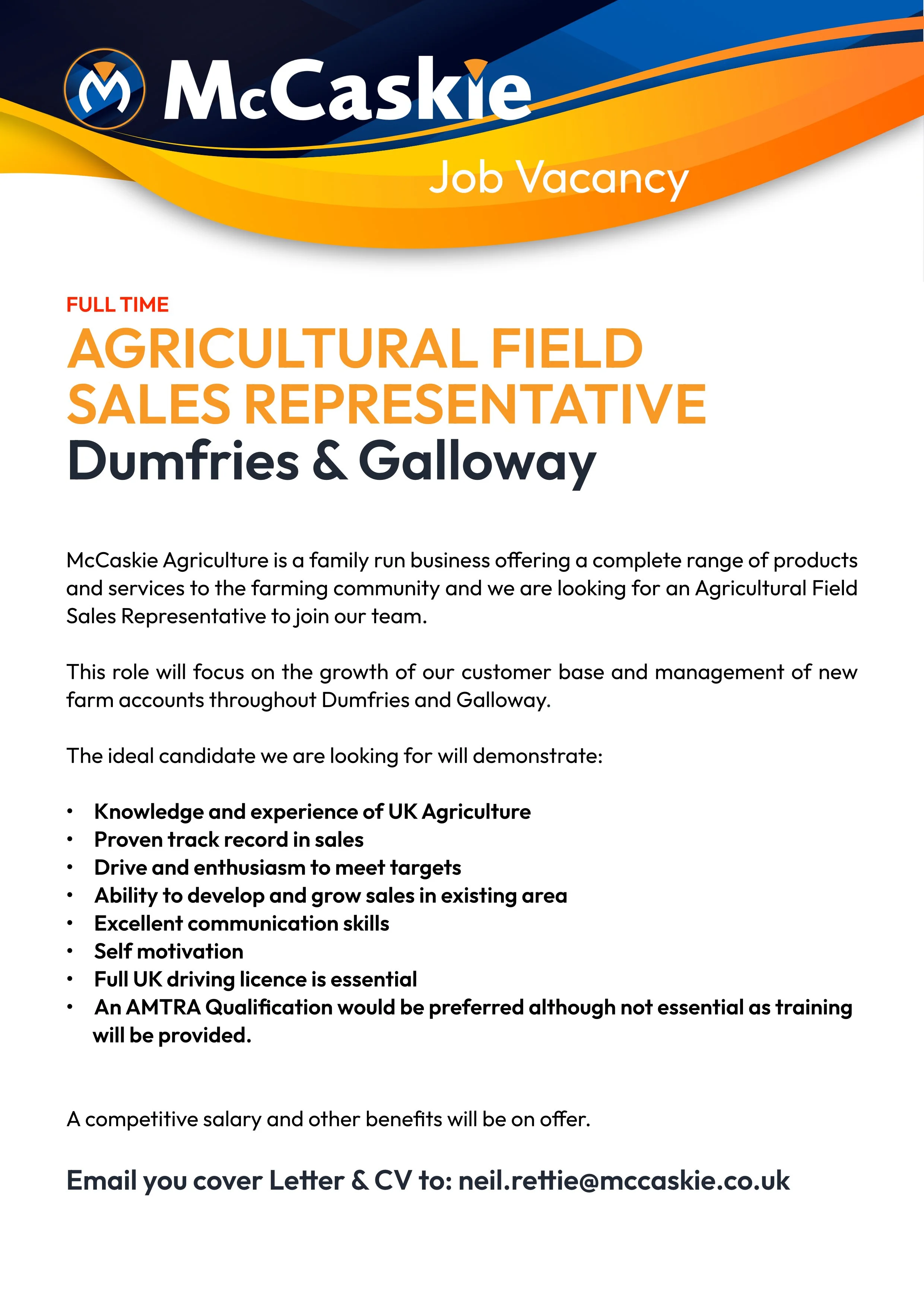 AGRICULTURAL FIELD SALES&nbsp;</span>REPRESENTATIVE