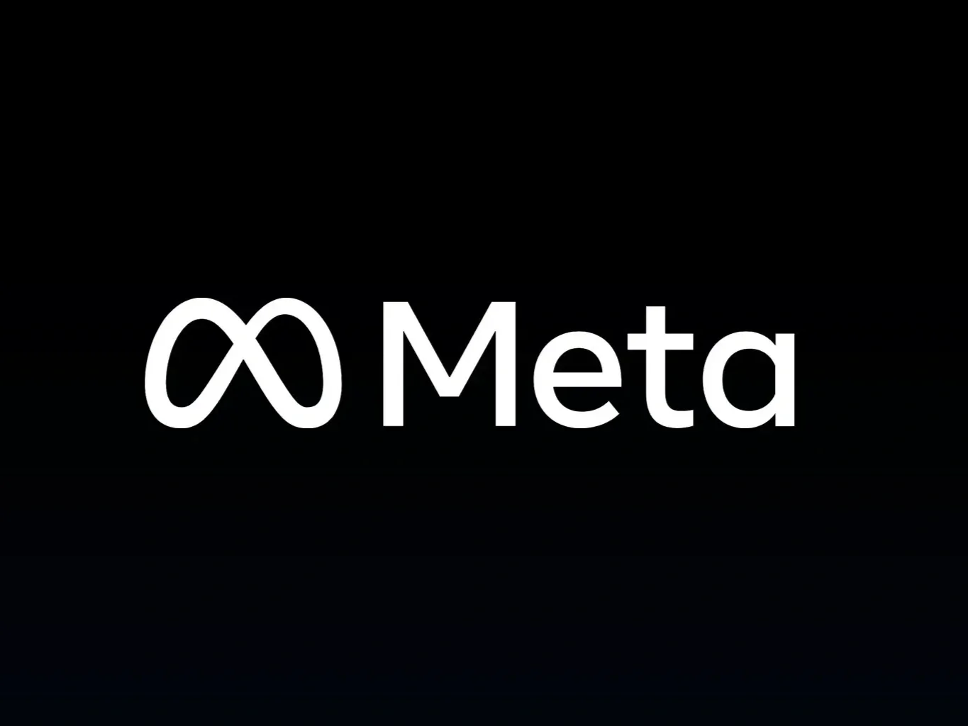 Meta logo with black background and white text.