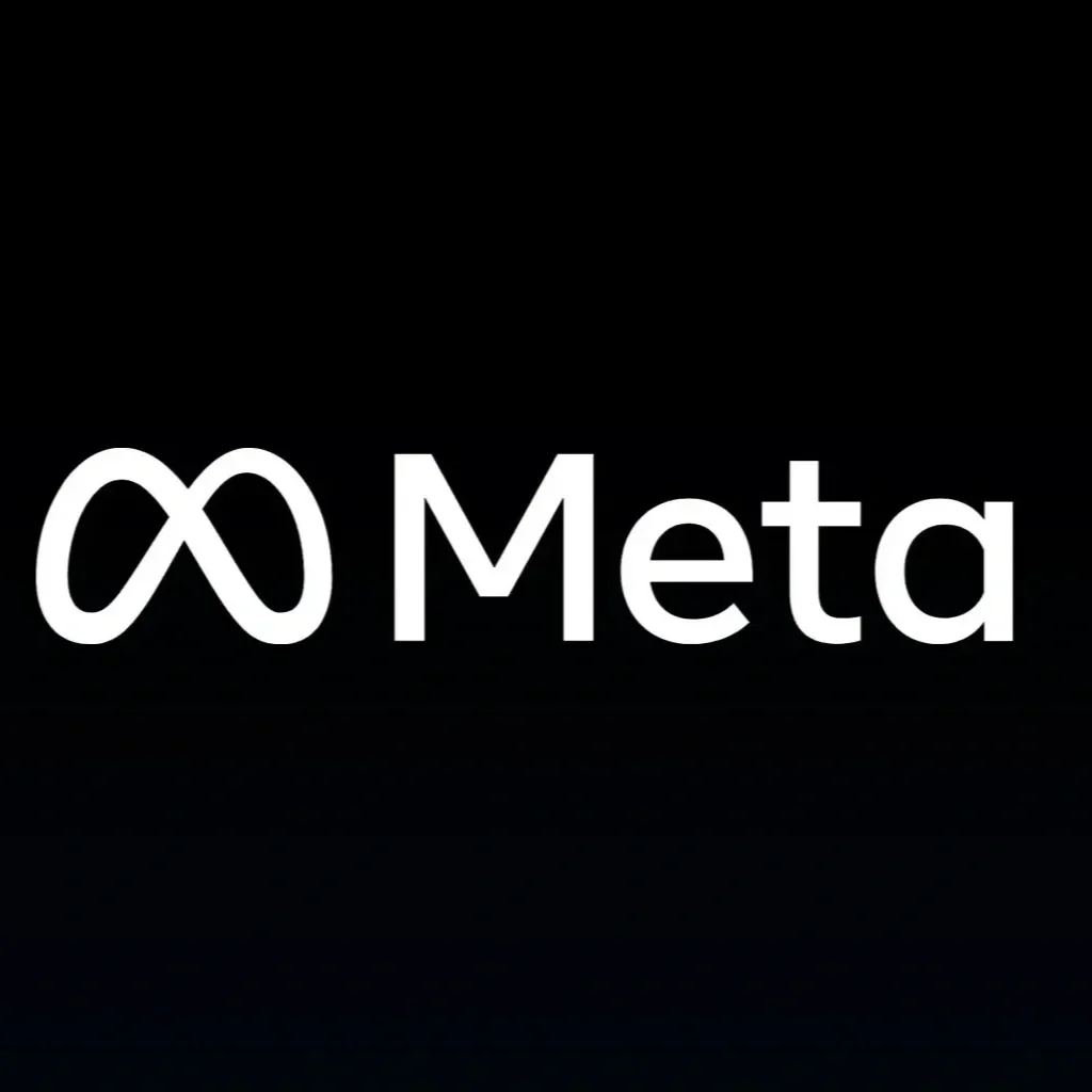 Meta logo on a black background.