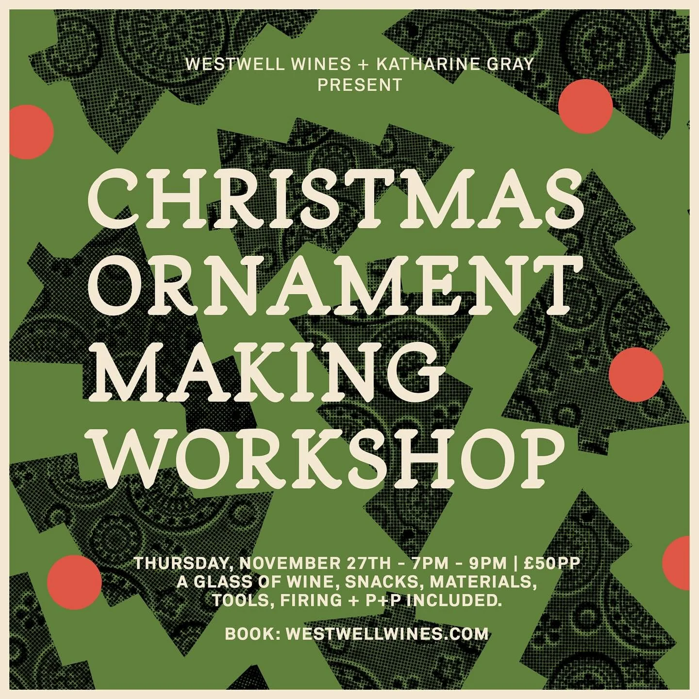 Join Us for a Festive Ornament Workshop, Thursday, November 27th, 7 - 9pm

Celebrate the season with @westwellwines &amp; @katharine_gray_ceramics annual Christmas Ornament Workshop &mdash; a joyful, hands-on experience led by a skilled potter.

You&