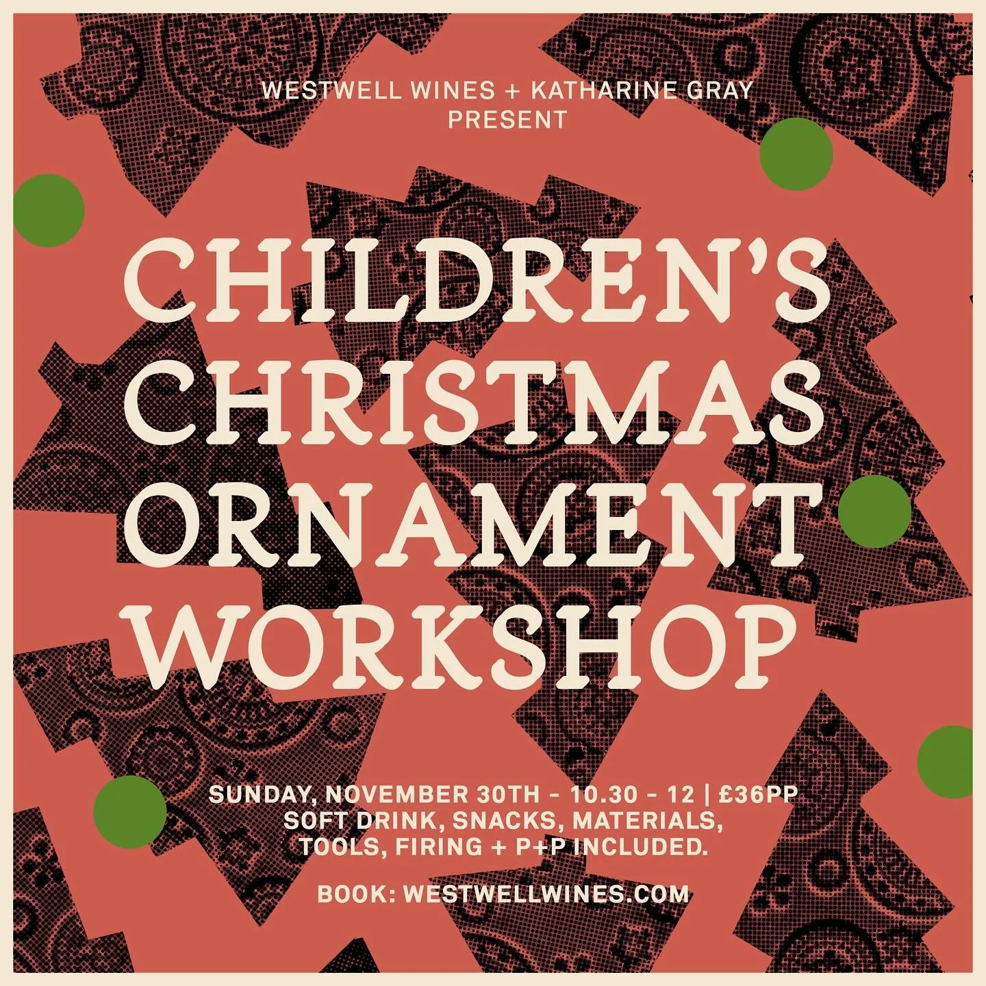 Kids&rsquo; Christmas Ornament Workshop, Sunday, November 30th, 10:30 - 12

Get creative and festive at our special Christmas Ornament Workshop &mdash; just for kids!

Led by a friendly expert potter, children will learn how to work with clay and mak