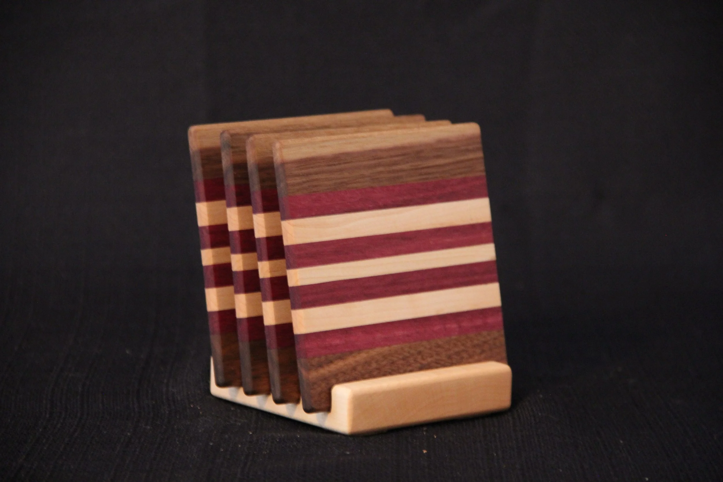 Walnut, Purpleheart, Maple with Maple Holder