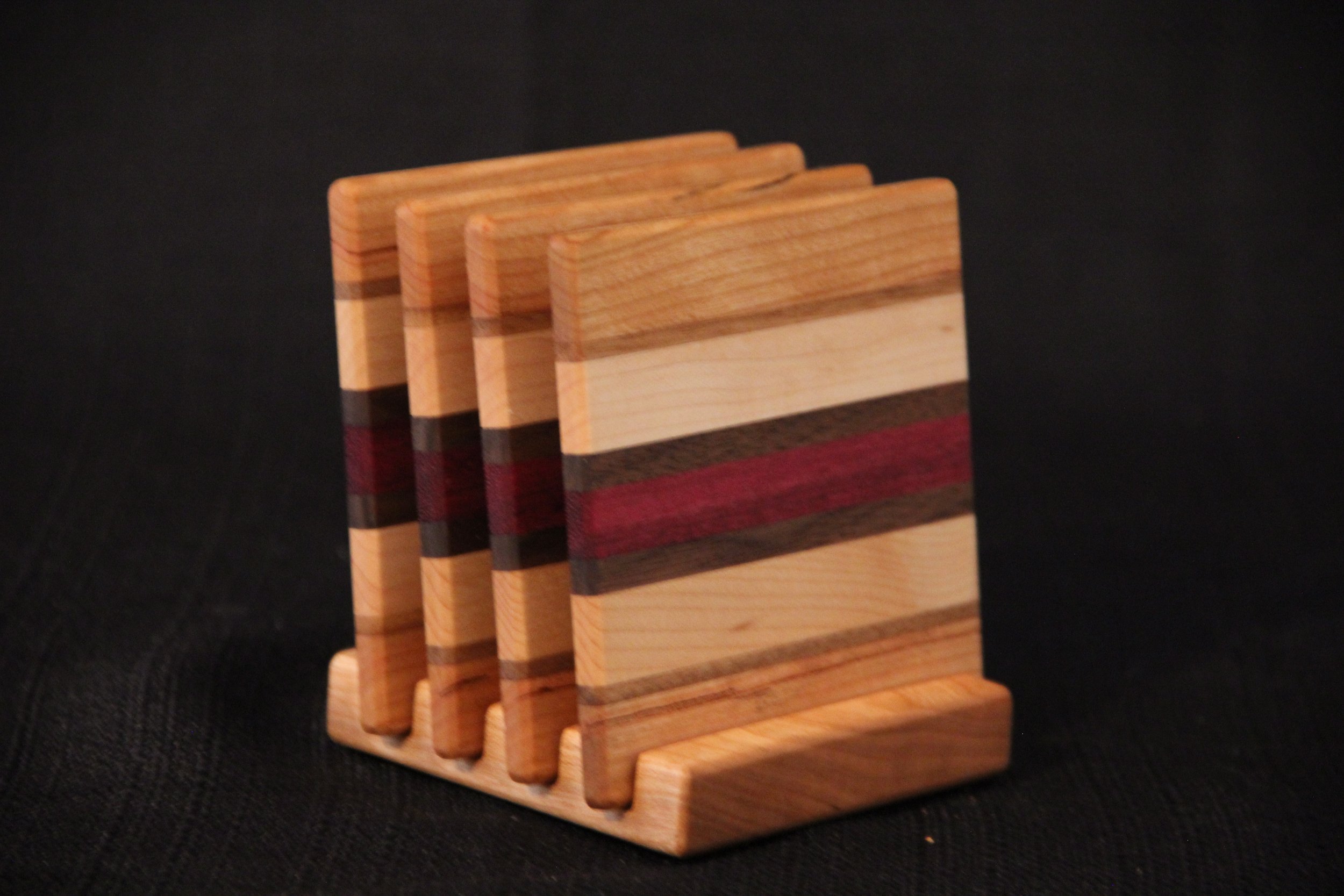 Cherr, Maple, Walnut, Purpleheart with Cherry Holder