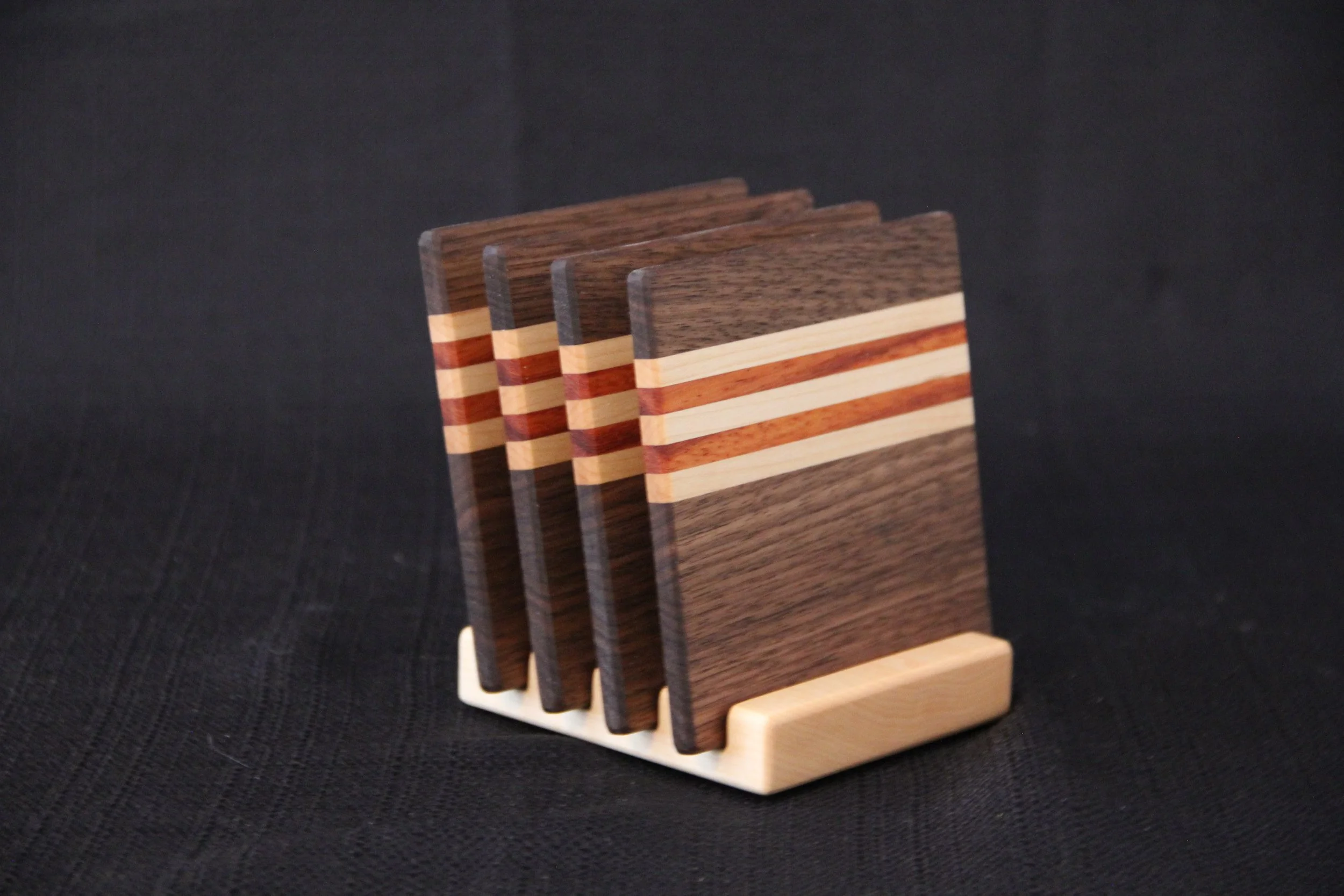 Walnut, Maple, Paduak with Maple Holder