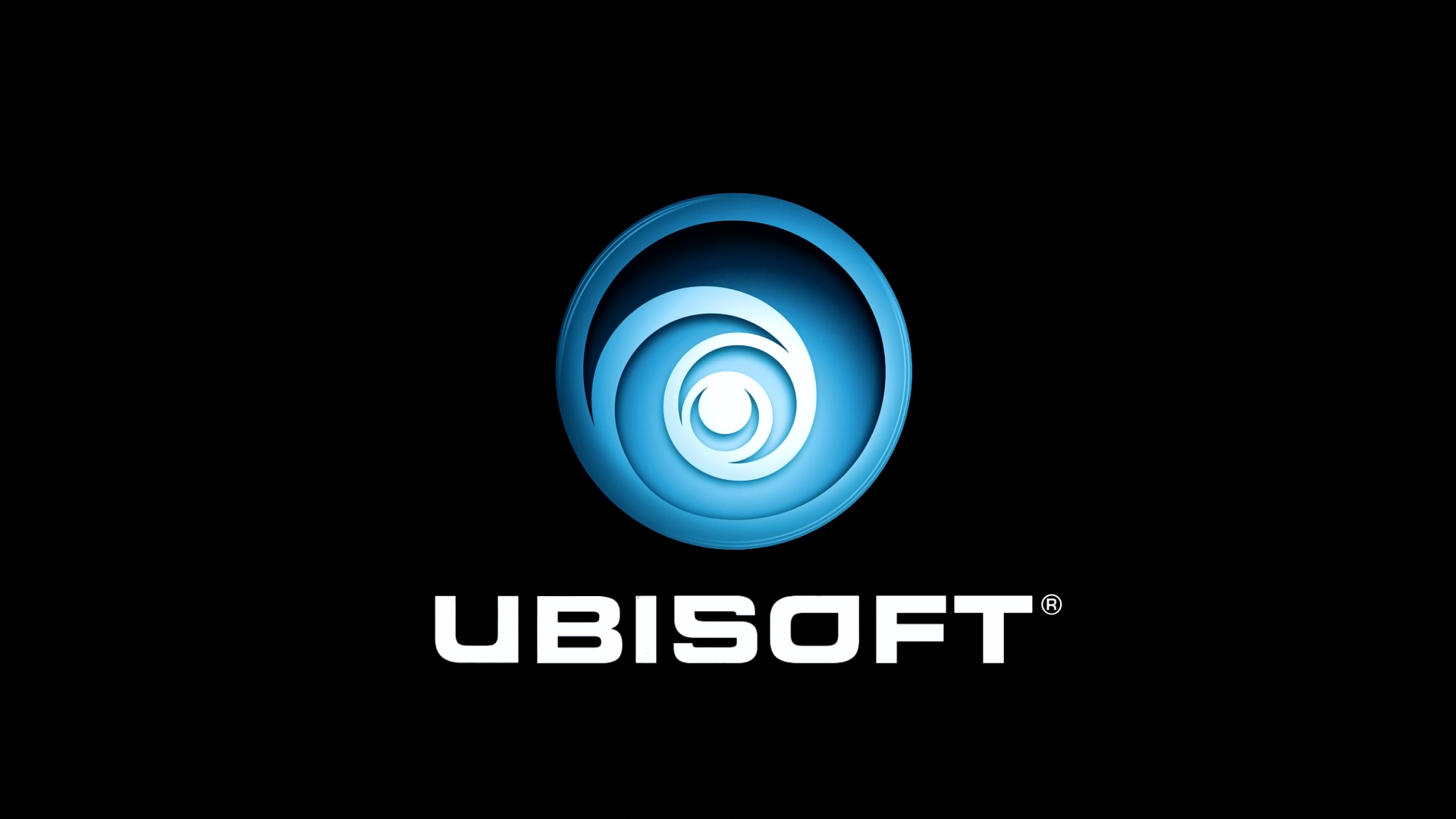 Ubisoft logo with a spiral design in shades of blue on a black background, with the word 'UBISOFT' beneath in white.