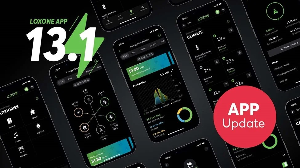 Loxone App 13.1: az elmúlt évek legnagyobb funkció- és design frissítése!
